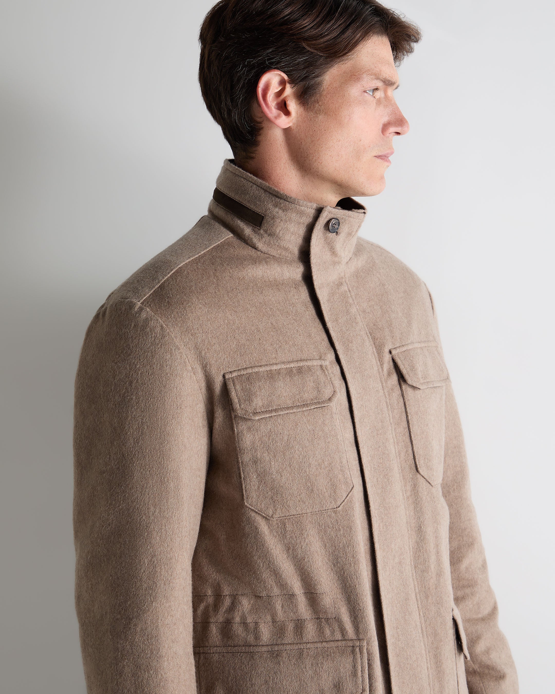 Men's Vale Cashmere Field Jacket Taupe Brown - Image 5