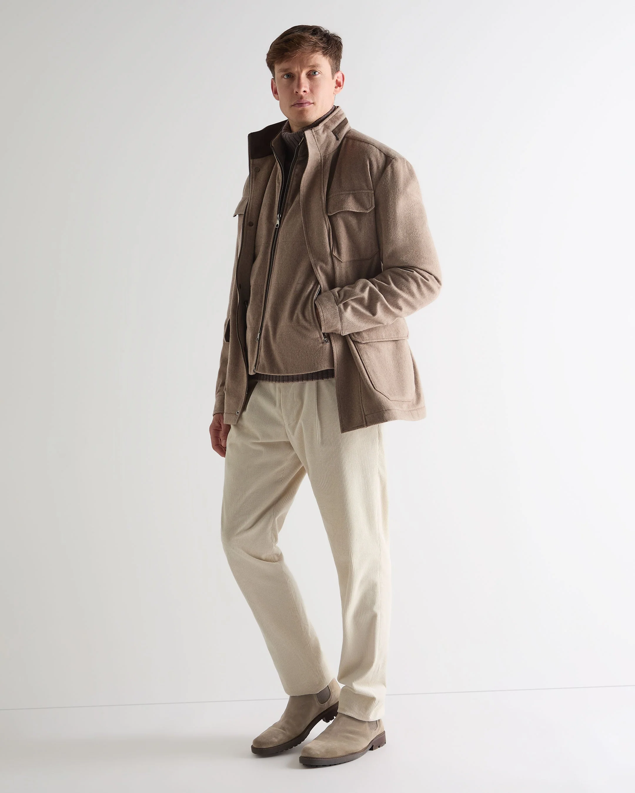 Men's Belgravia Cashmere Gilet Taupe Brown - Image 3