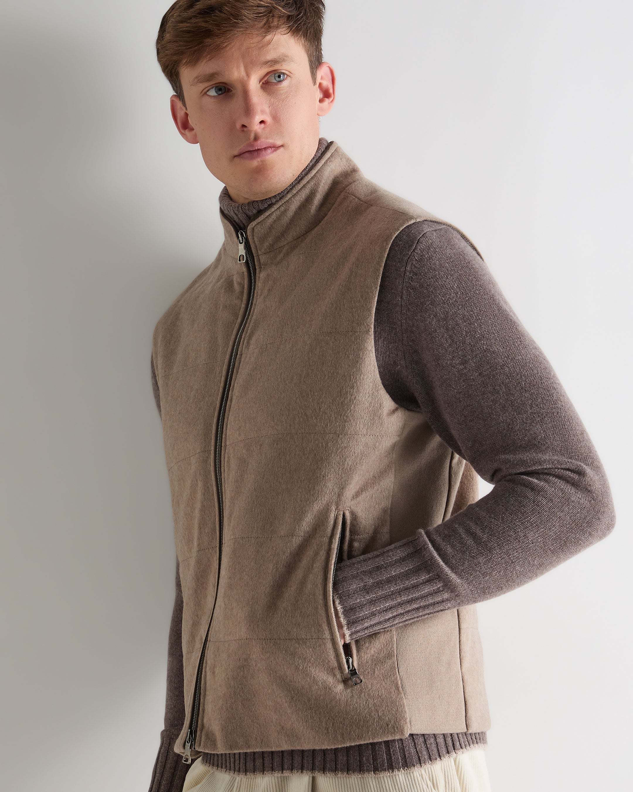 Men's Belgravia Cashmere Gilet Taupe Brown - Image 5