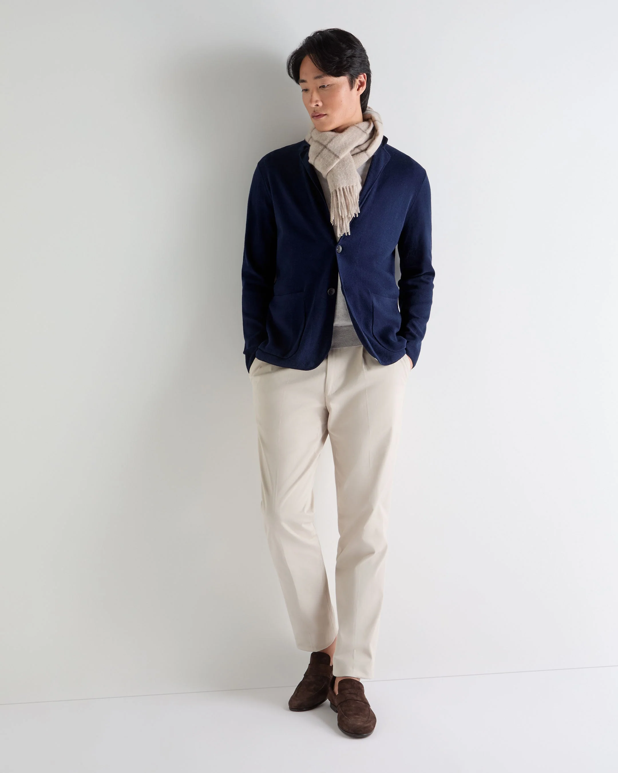 Men's Cotton Linen Blend Blazer Deep French Blue - Image 3