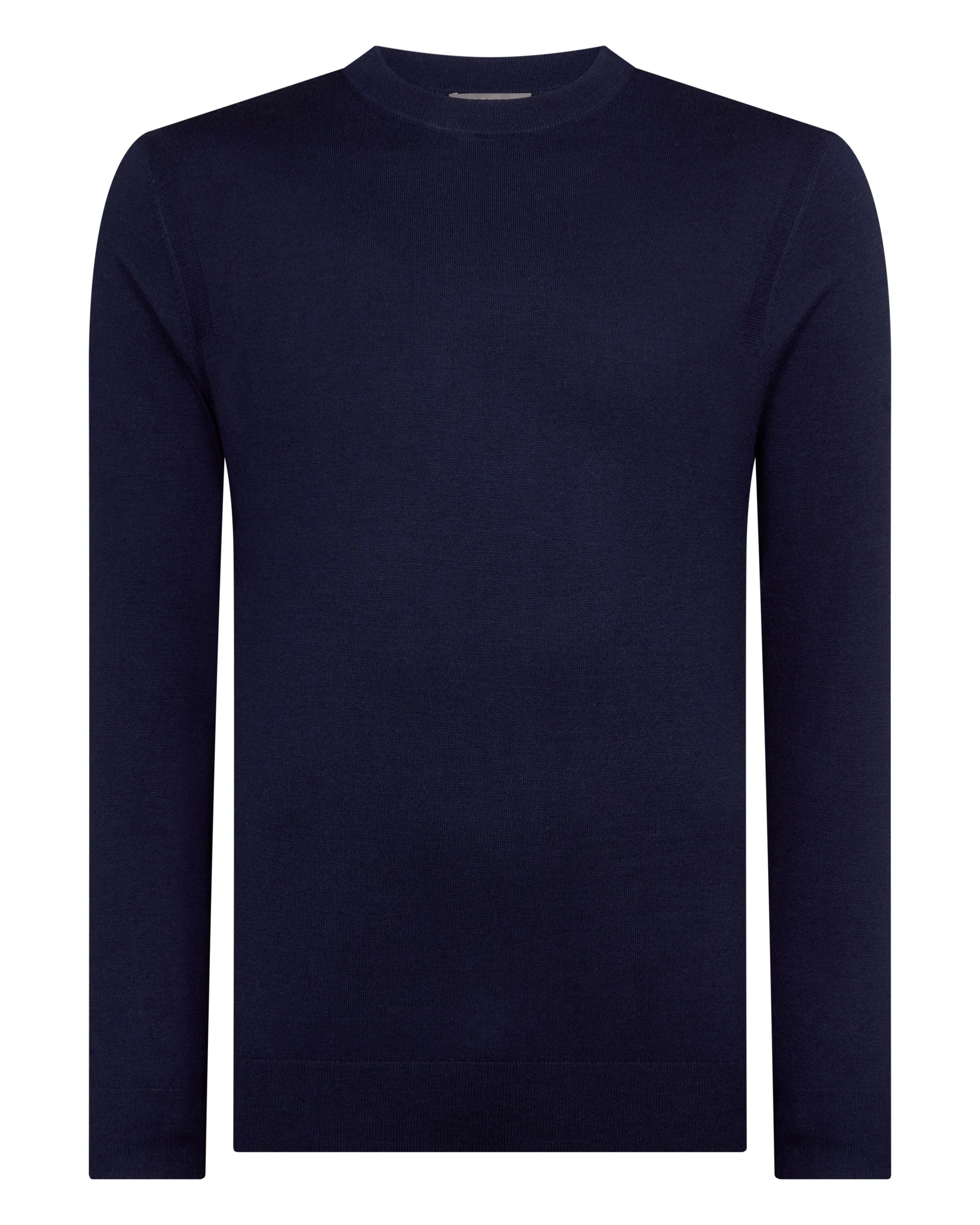 Men's Covent Fine Gauge Cashmere Round Neck Sweater Summer Navy Blue - Image 2