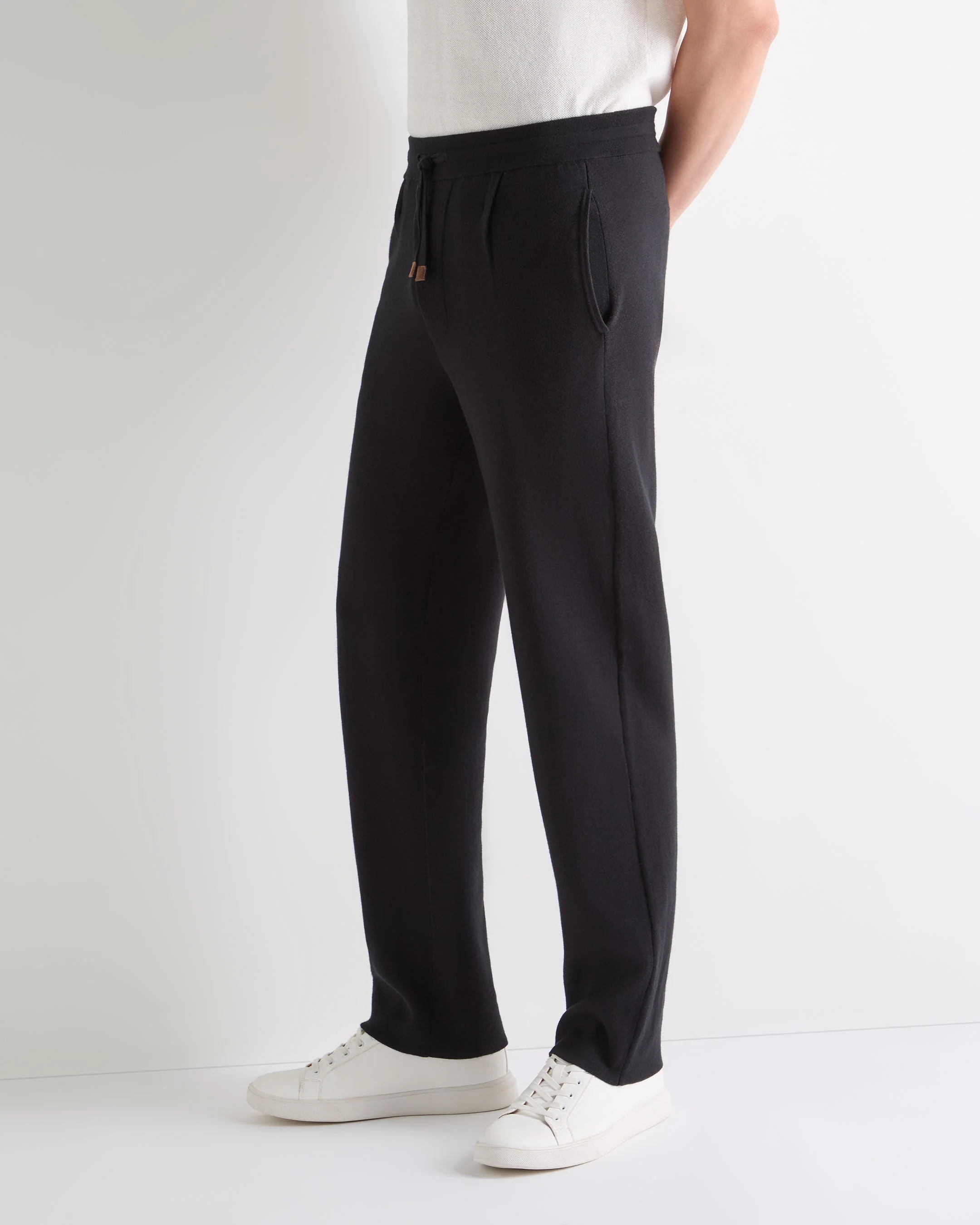 Men's Double Face Cotton Blend Pants Black - Image 6