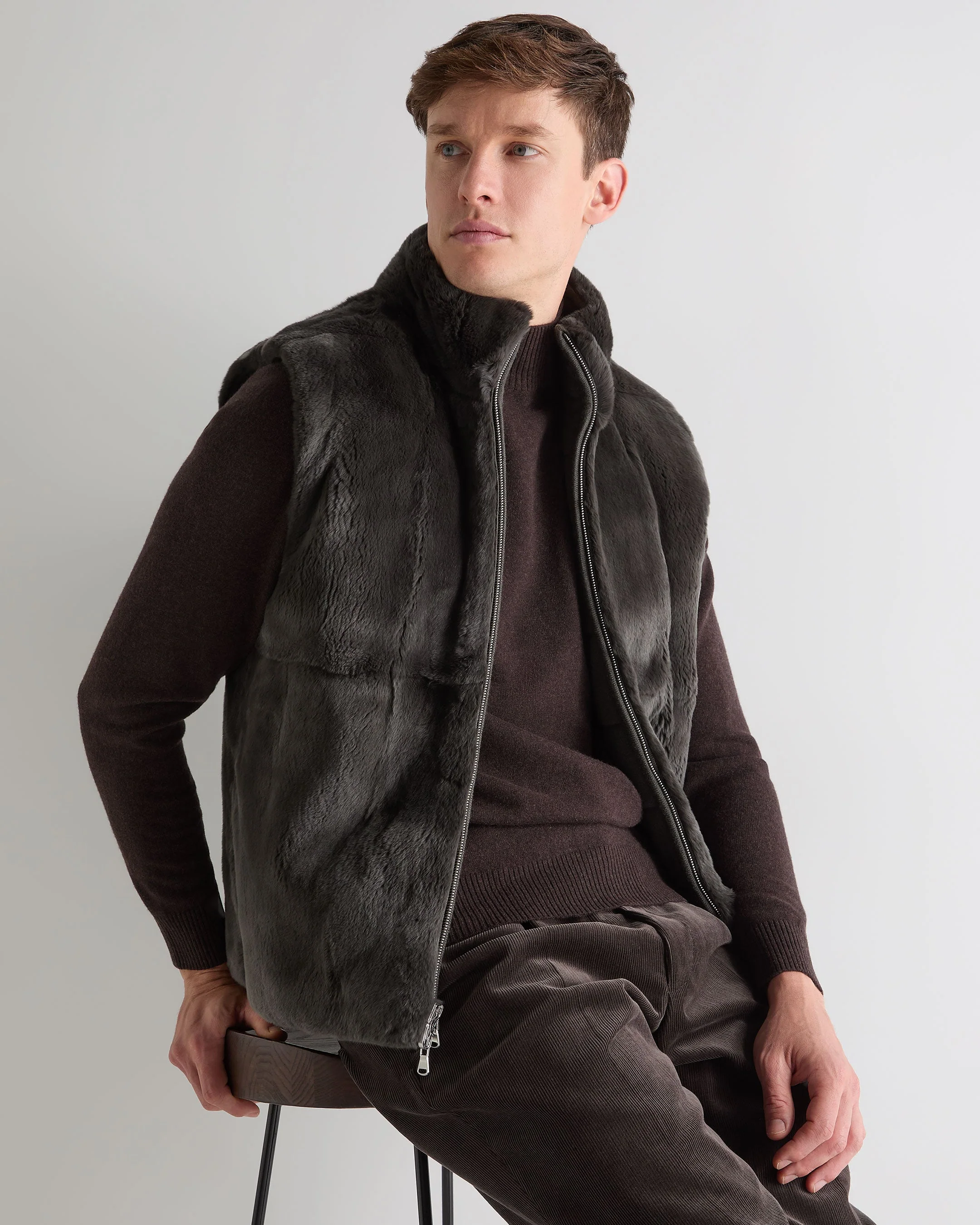 Men's Vermont Fur Lined Gilet Arabica Khaki Green - Image 5