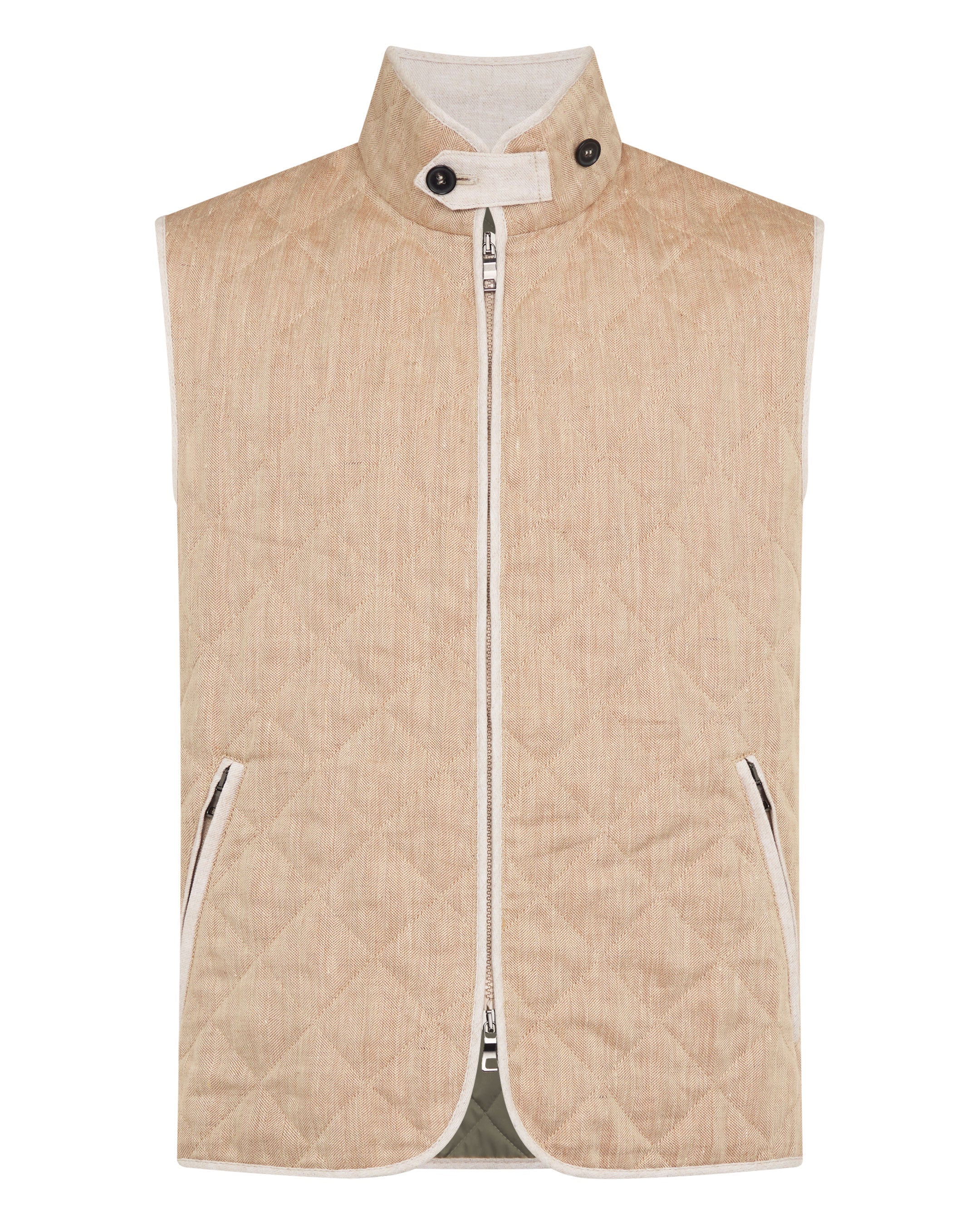 Men's Herringbone Linen Blend Vest Light Brown - Image 2