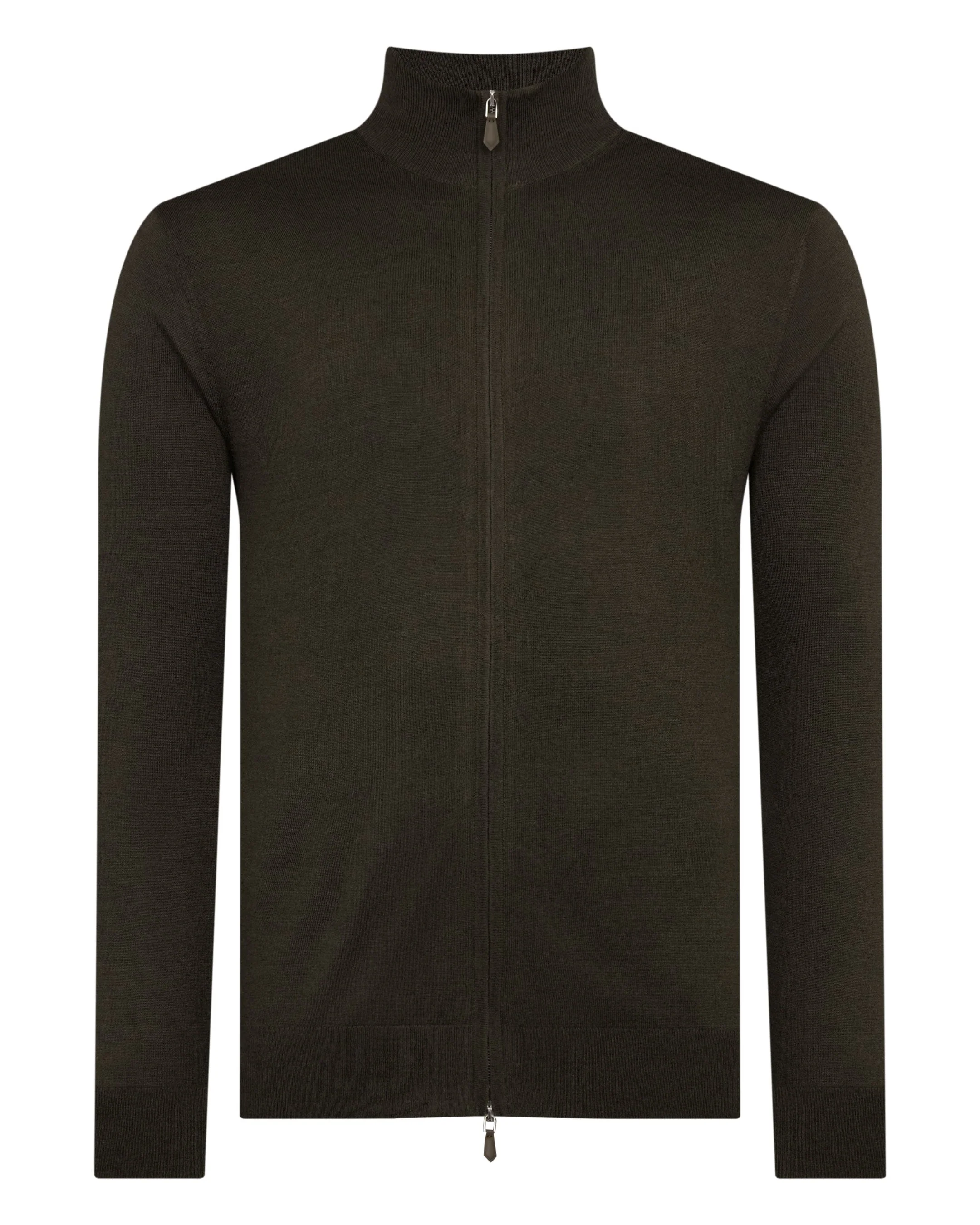 Men's Hyde Fine Gauge Cashmere Full Zip Sweater Arabica Khaki Green - Image 2
