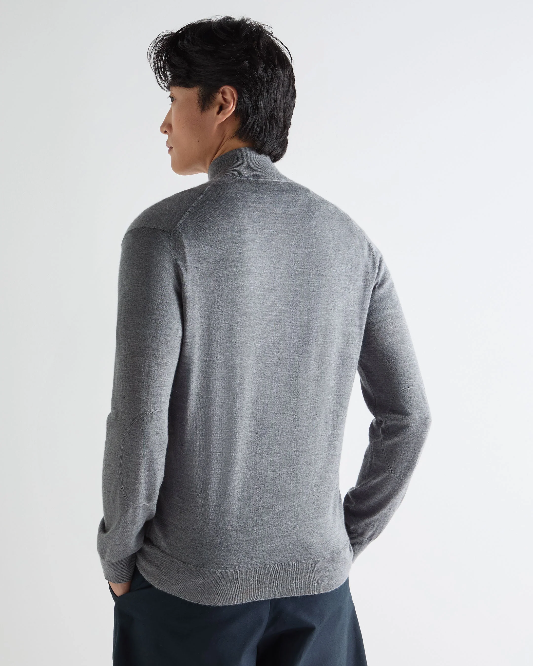 Men's Hyde Fine Gauge Cashmere Full Zip Sweater Graphite Grey - Image 4