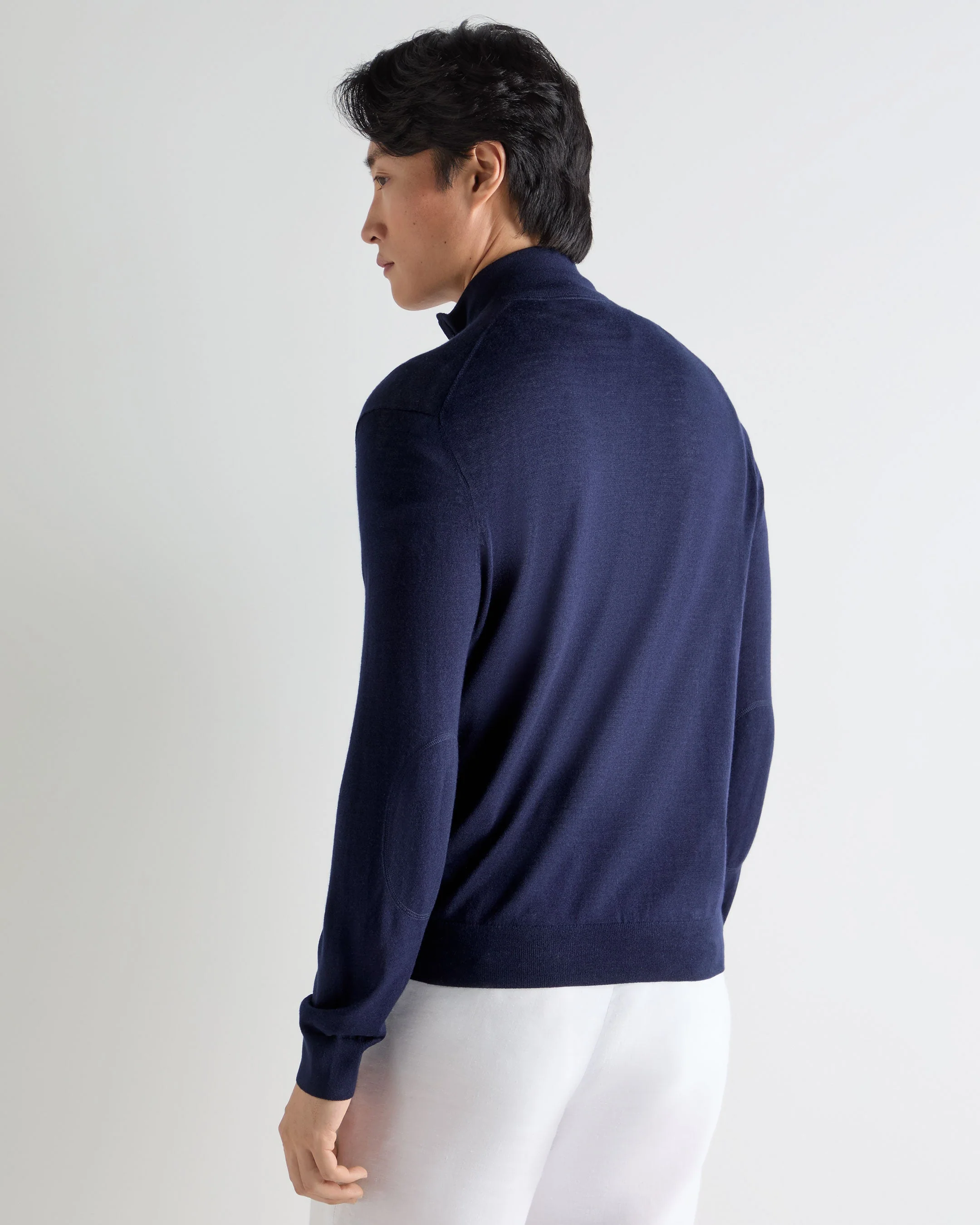 Men's Hyde Fine Gauge Cashmere Full Zip Sweater Summer Navy Blue - Image 4