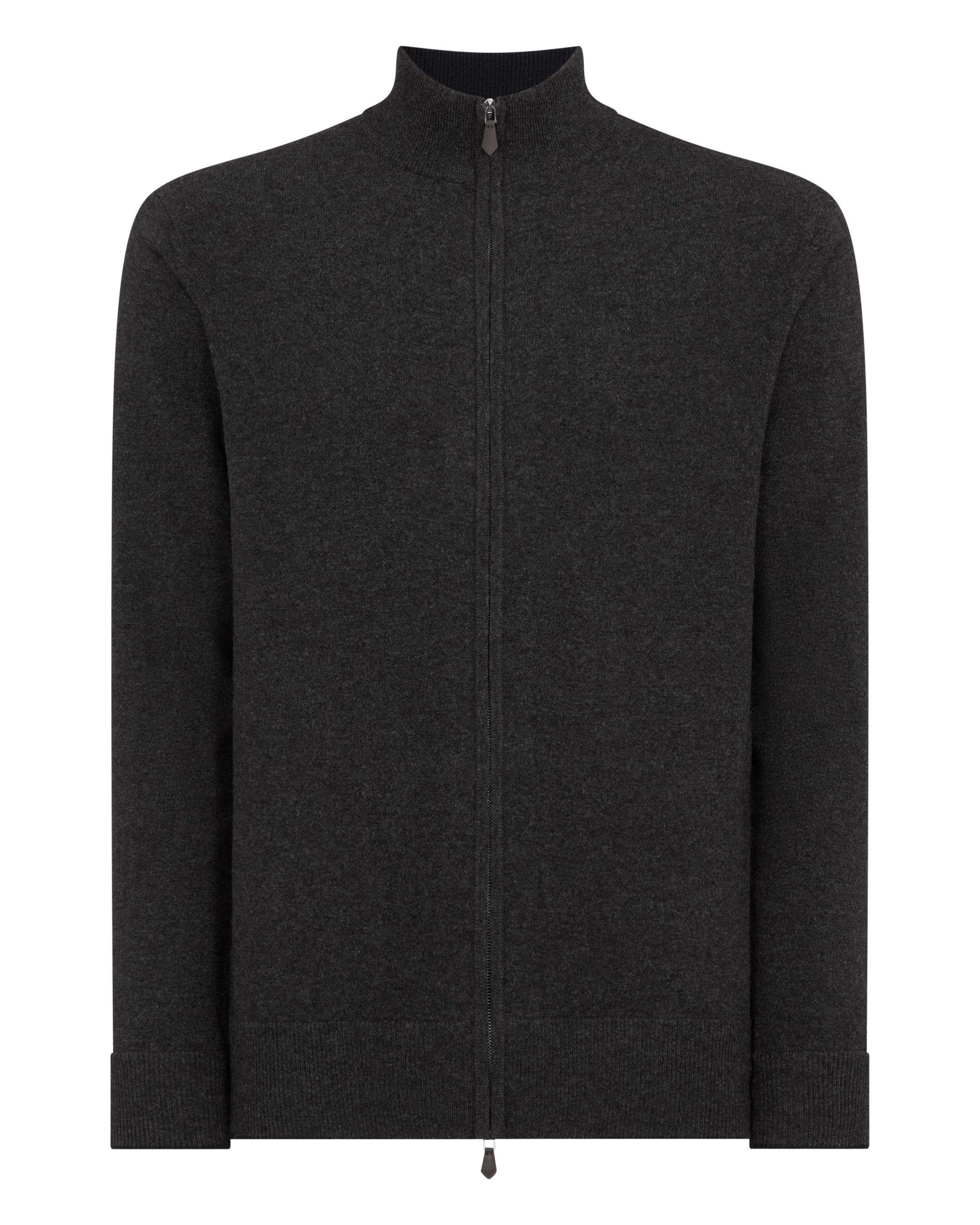 Men's Knightsbridge Full Zip Cashmere Sweater Deep Charcoal Grey - Image 2