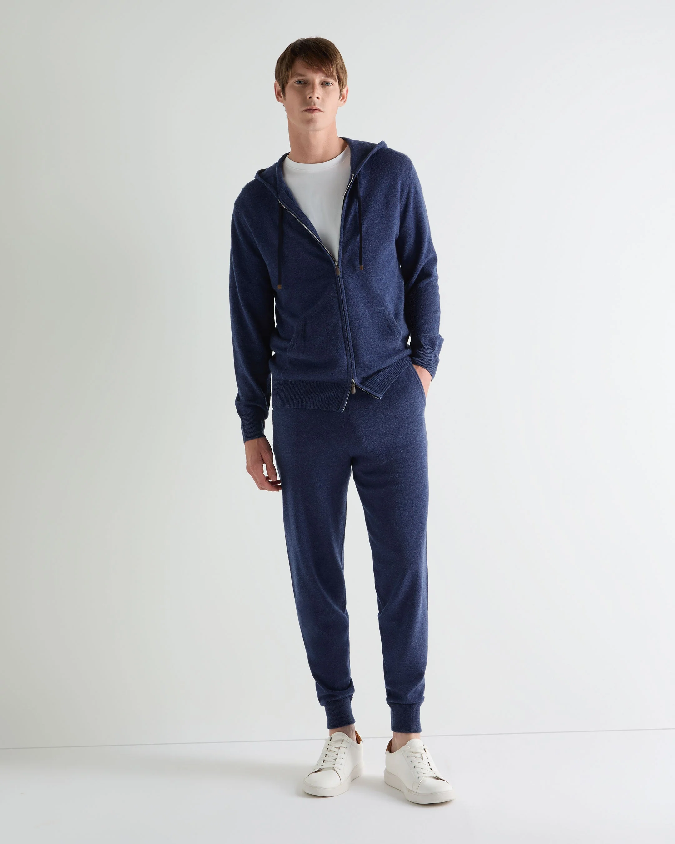 Men's Ladbroke Cashmere Hoodie Bright Denim Blue - Image 3