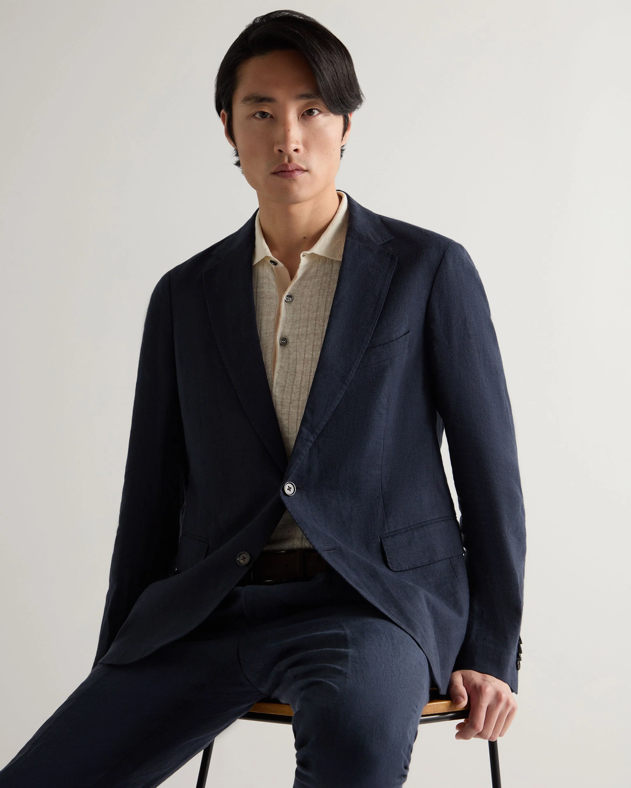 Men's Amalfi Linen Jacket Navy Blue - Image 5