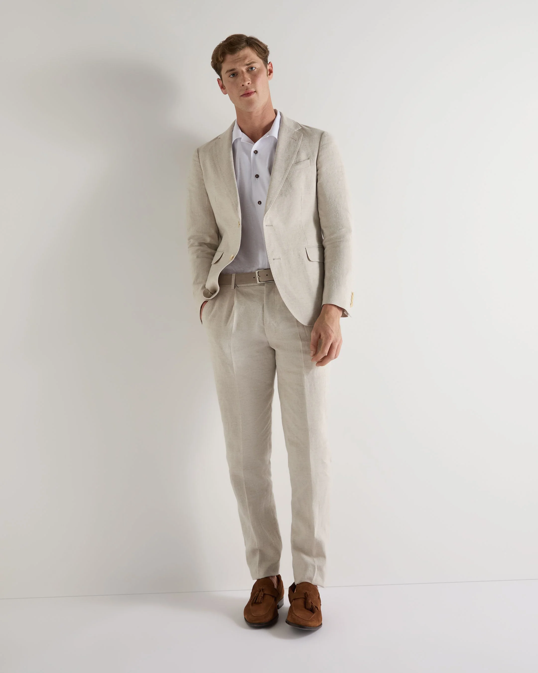 Men's Amalfi Linen Jacket Sand Brown - Image 3