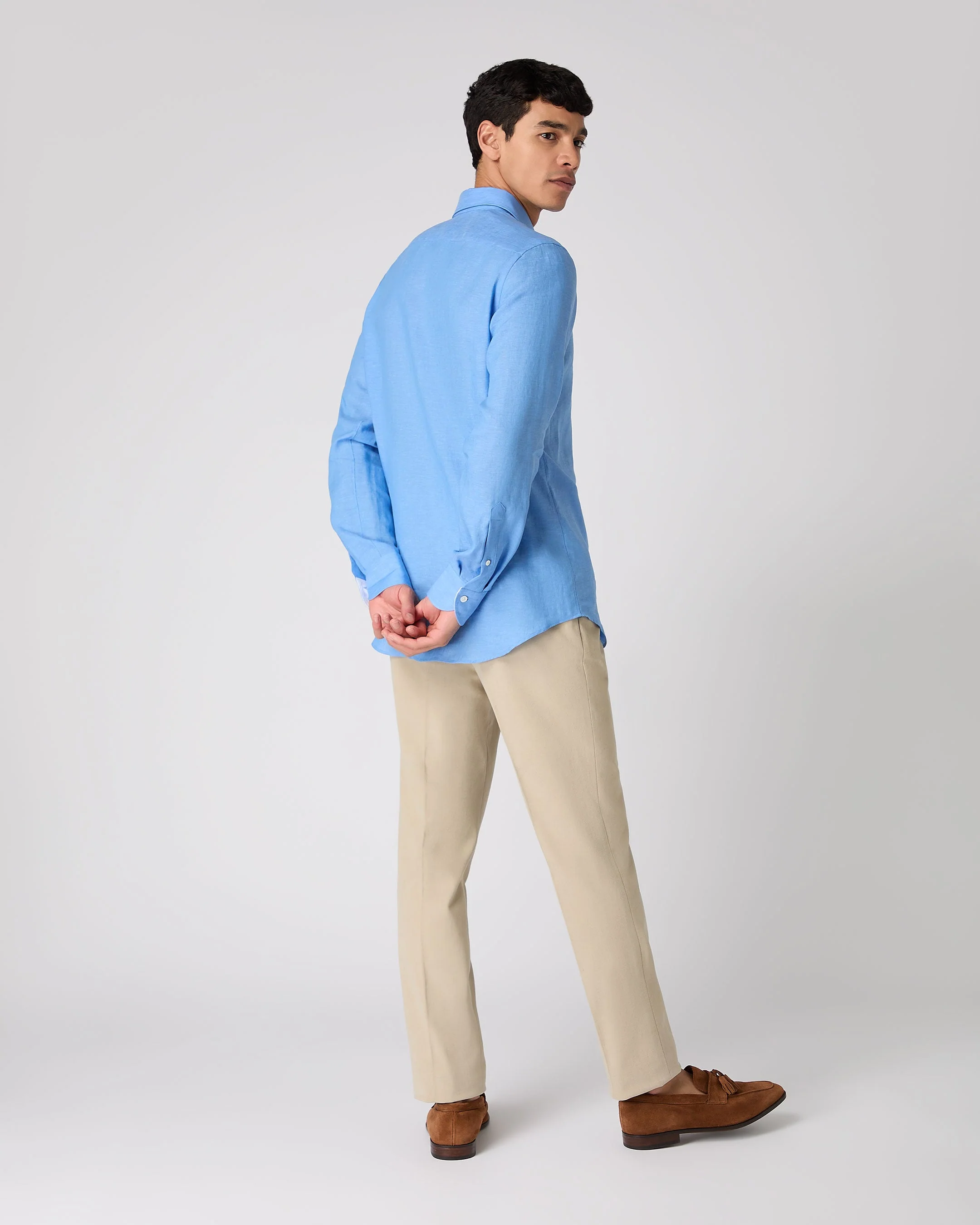 Men's Cannes Linen Shirt Blue - Image 4