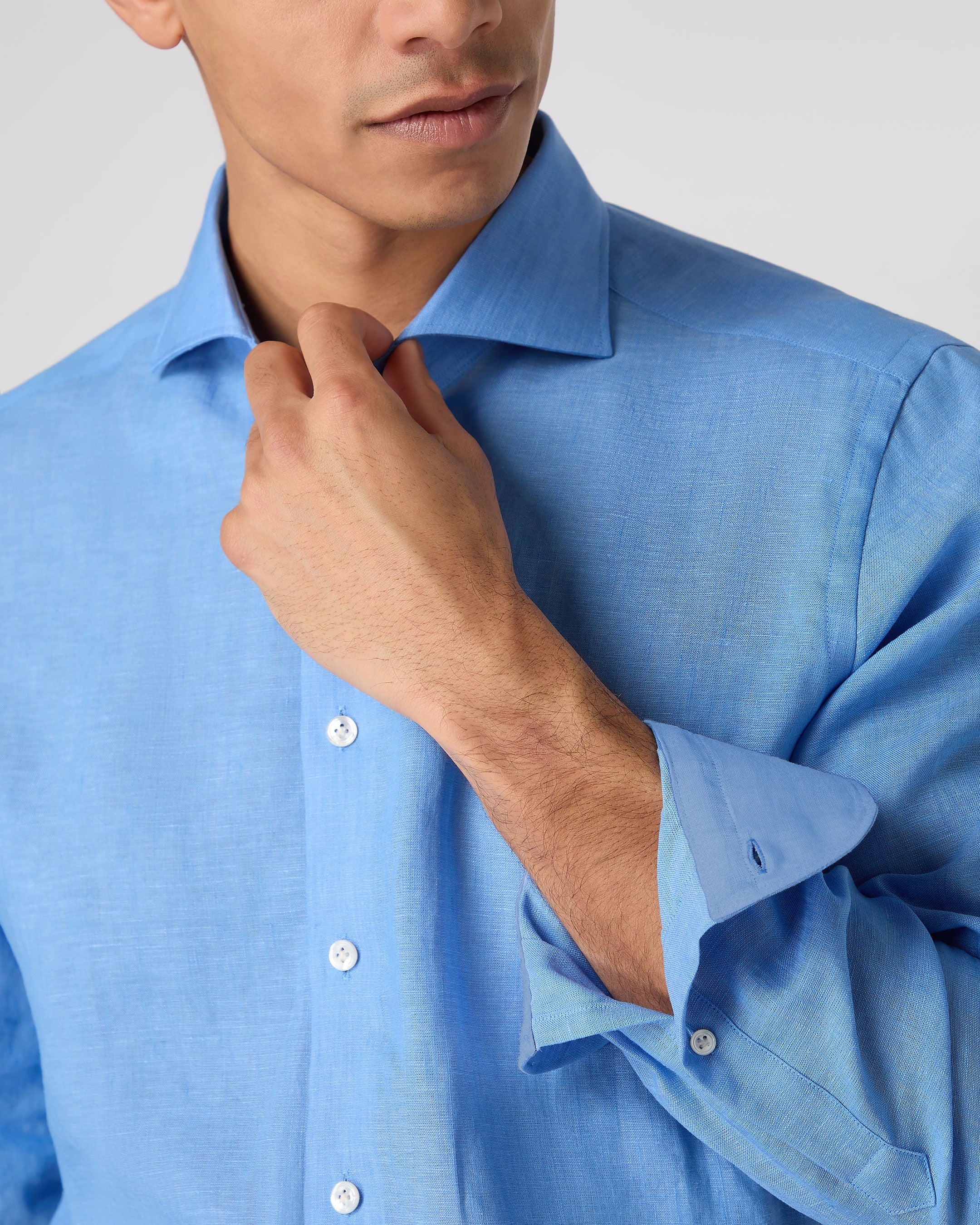 Men's Cannes Linen Shirt Blue - Image 5