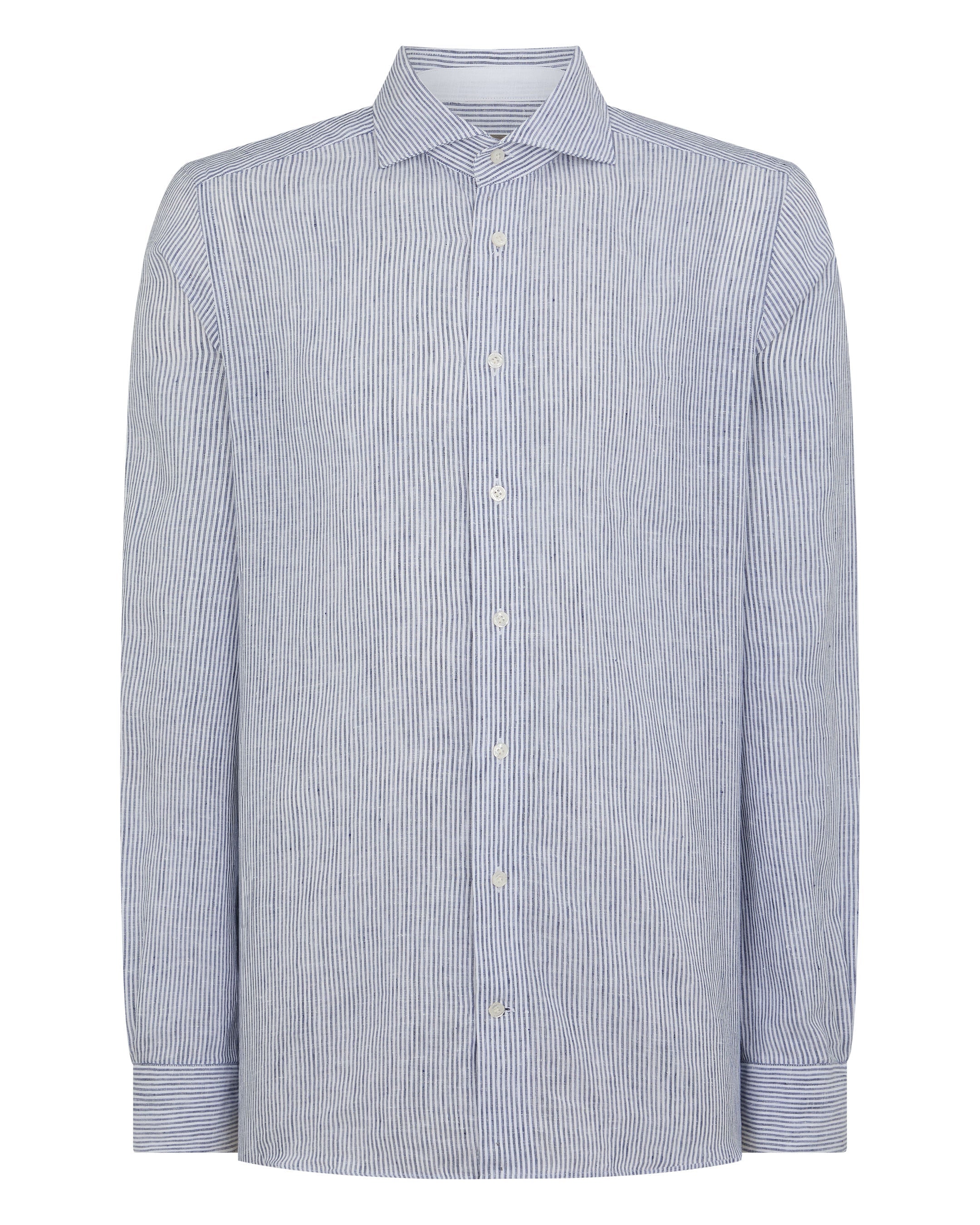 Men's Cannes Linen Shirt Blue Stripe - Image 2