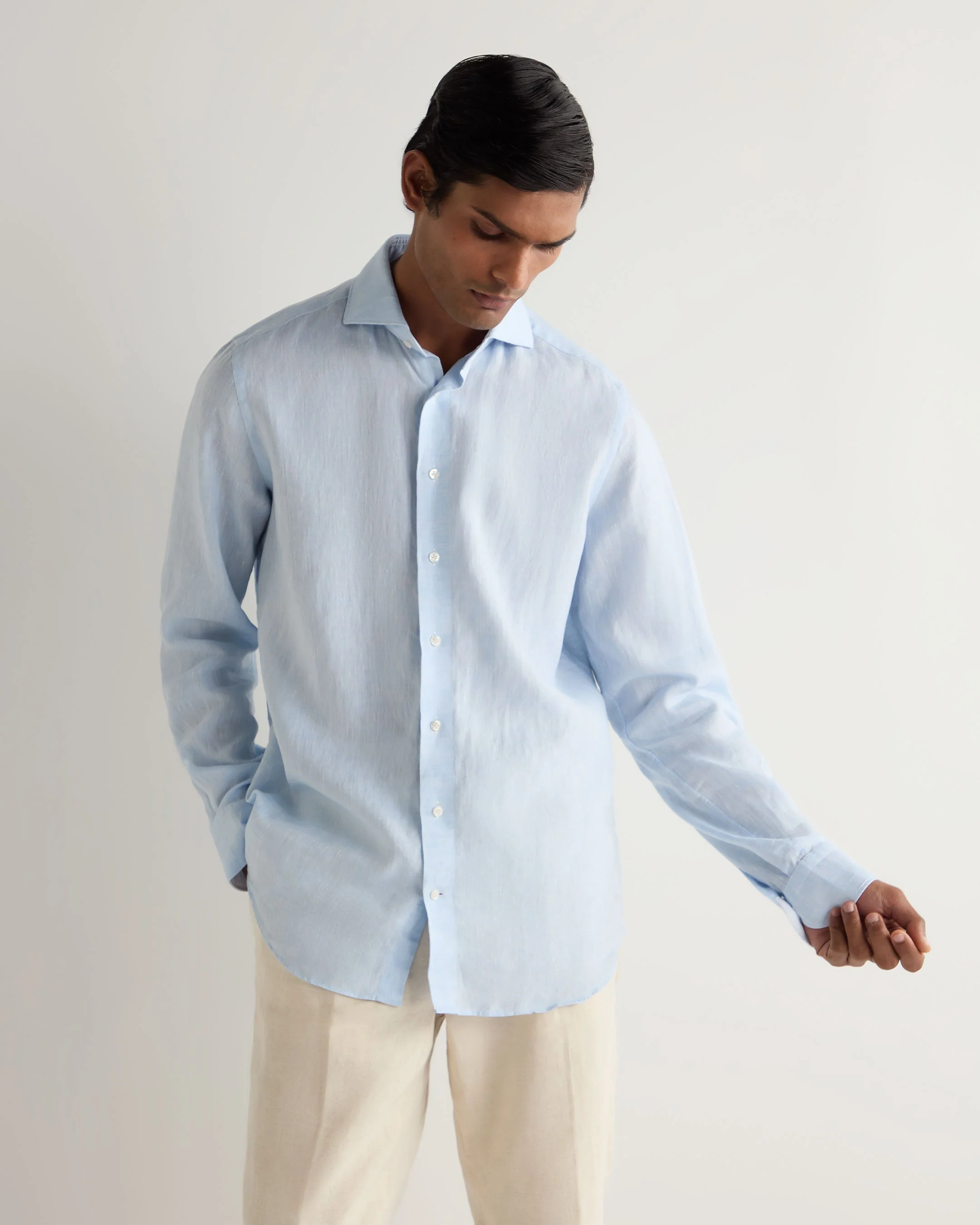 Men's Cannes Linen Shirt Light Blue