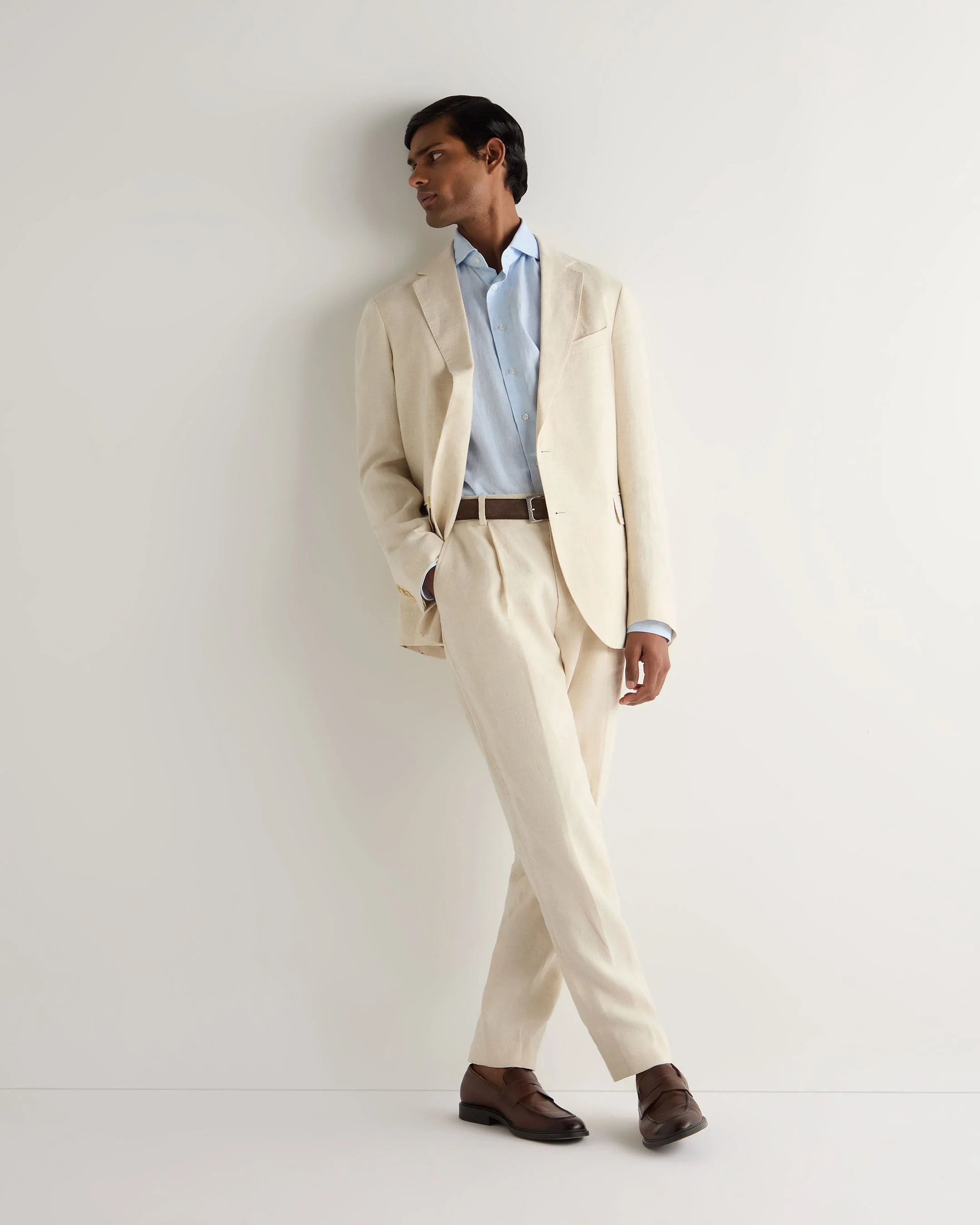 Men's Cannes Linen Shirt Light Blue - Image 3
