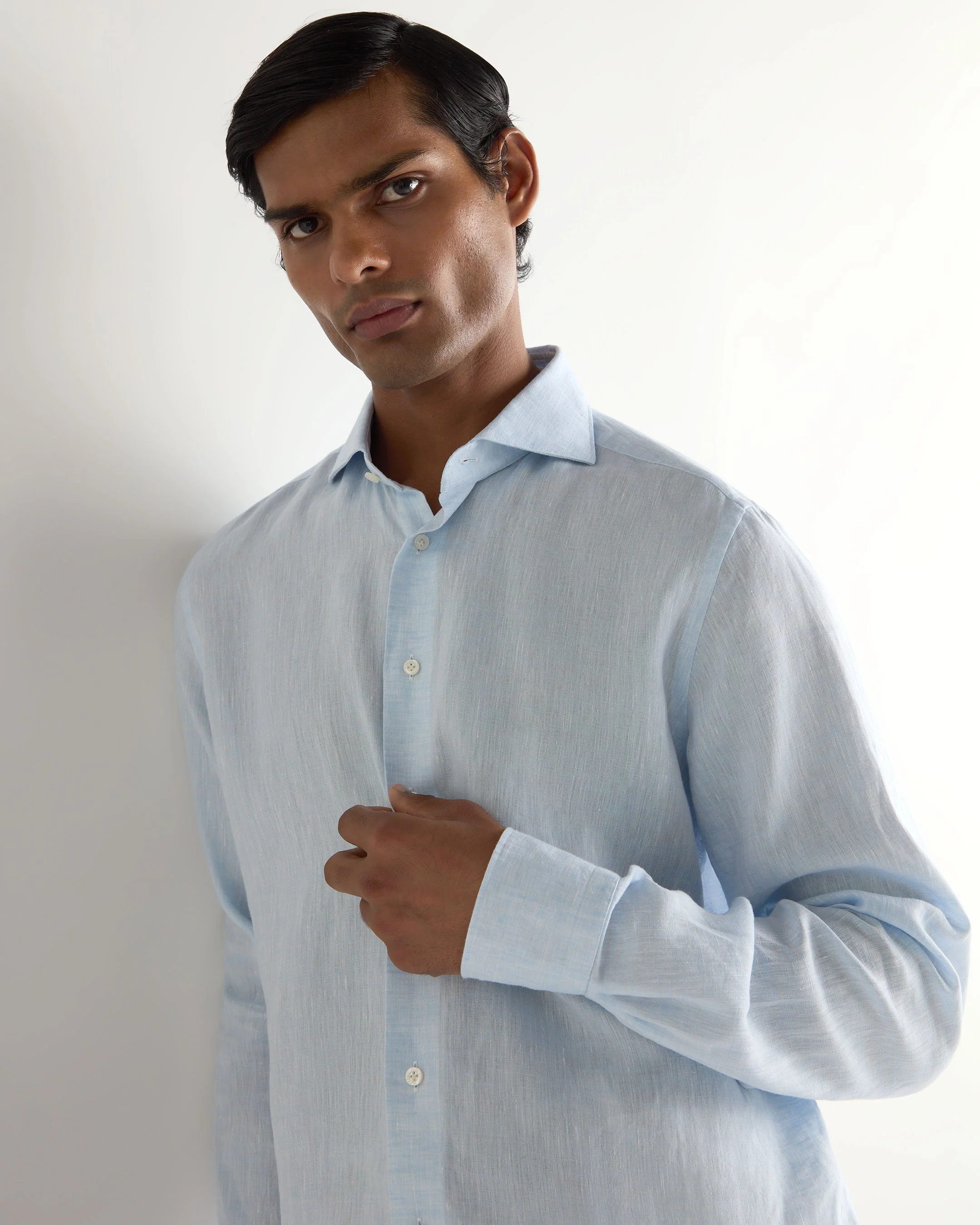 Men's Cannes Linen Shirt Light Blue - Image 5