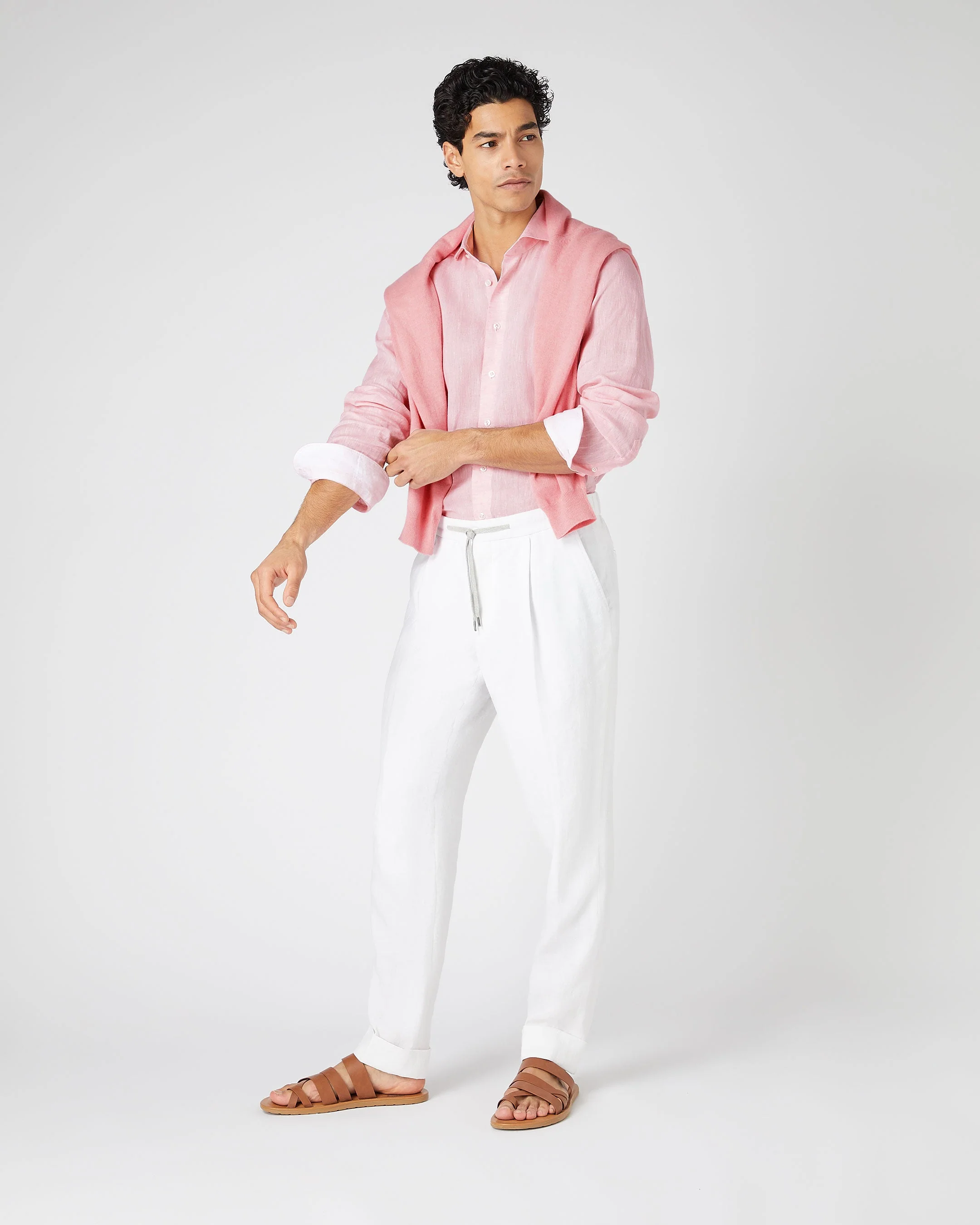 Men's Cannes Linen Shirt Pink - Image 3