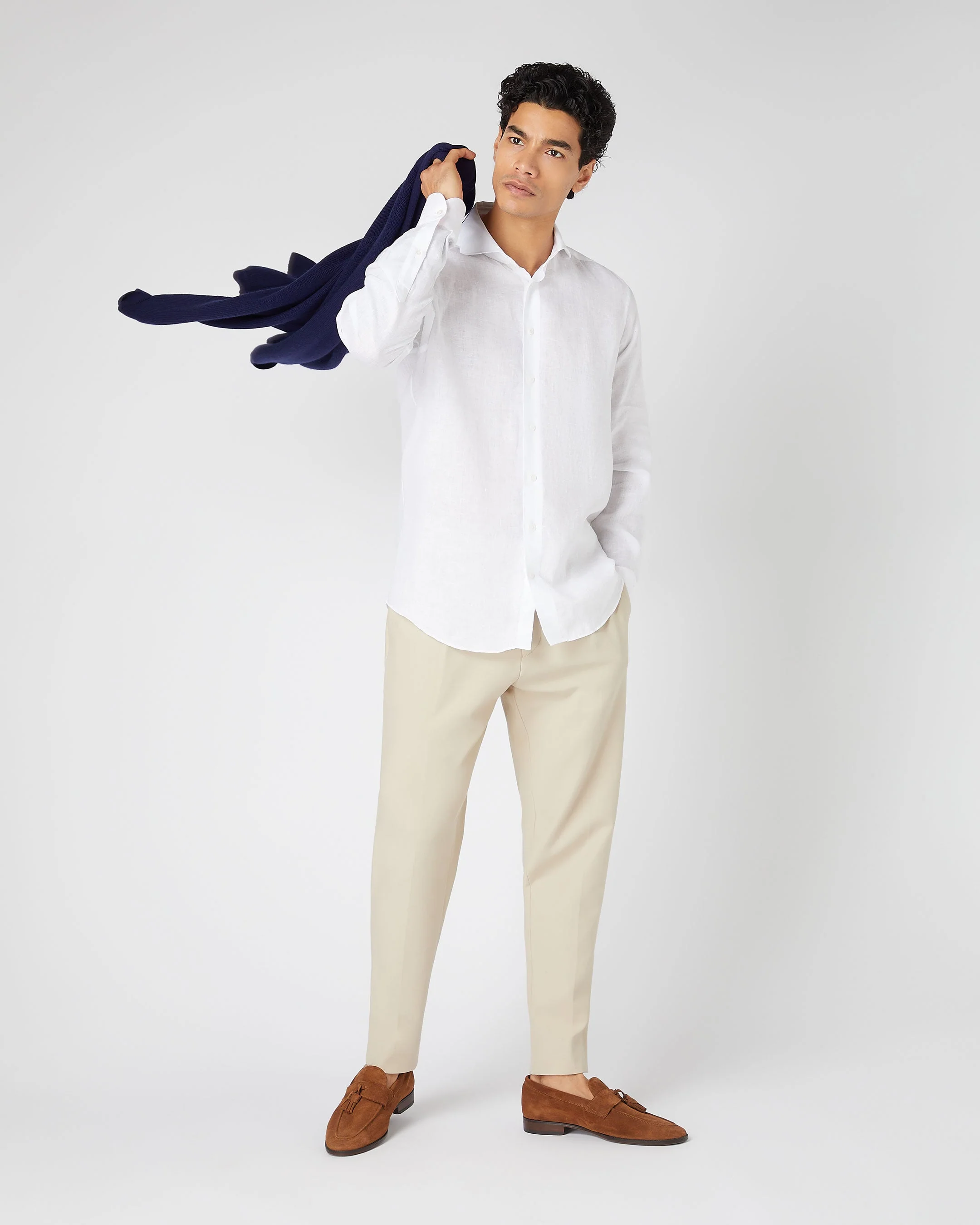 Men's Cannes Linen Shirt White - Image 3