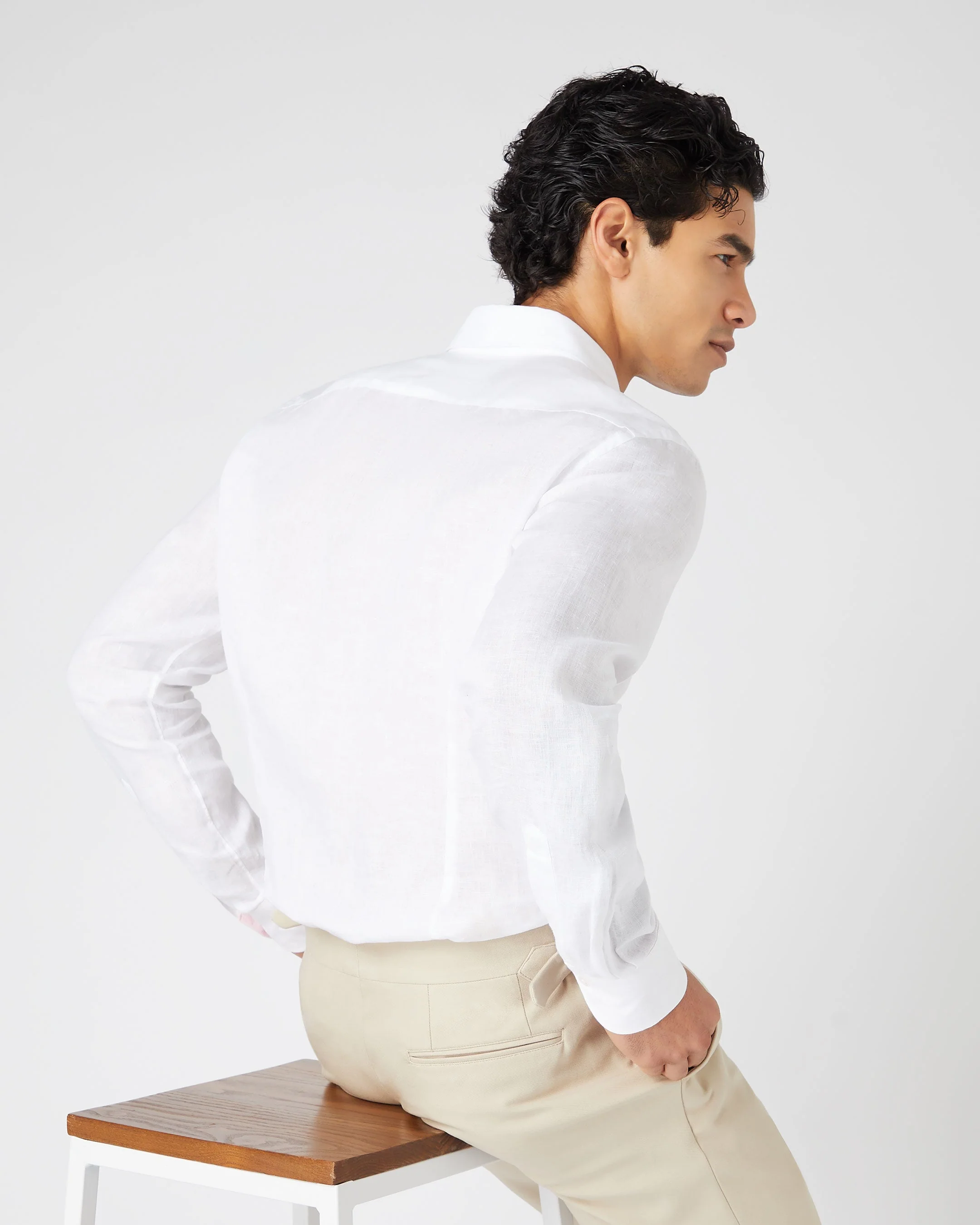 Men's Cannes Linen Shirt White - Image 4