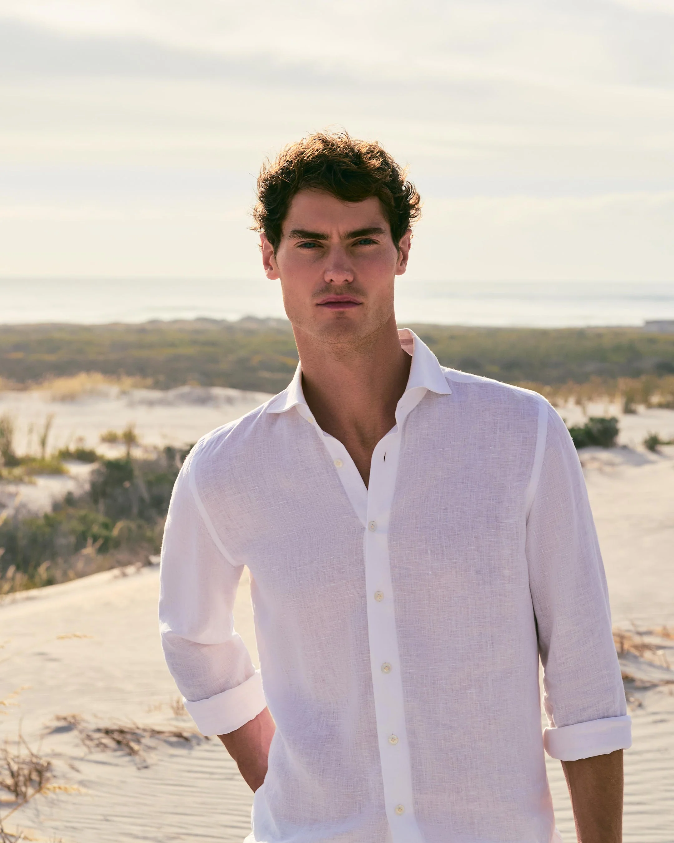 Men's Cannes Linen Shirt White - Image 6