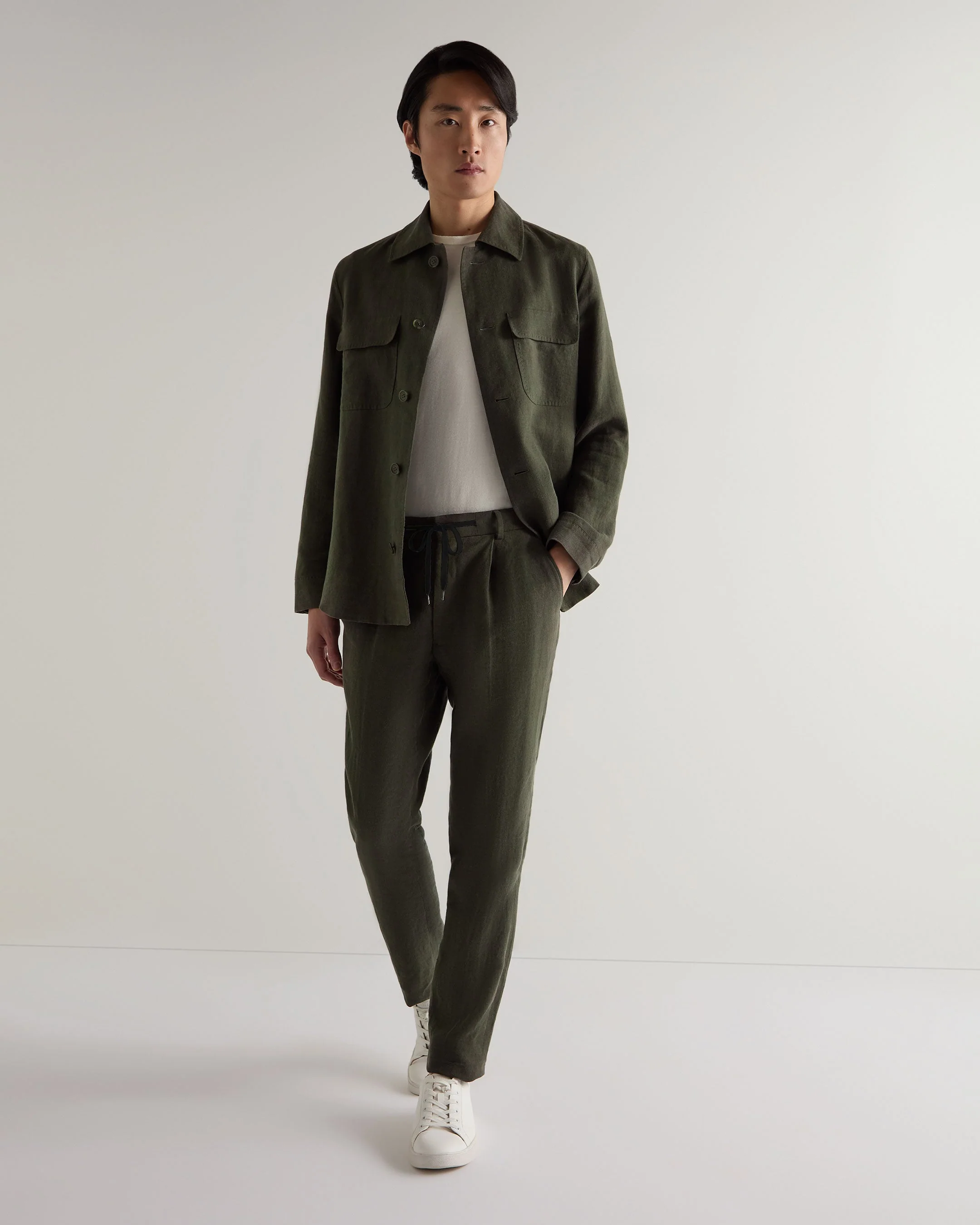 Men's Atrani Linen Pant Arabica Khaki Green - Image 3