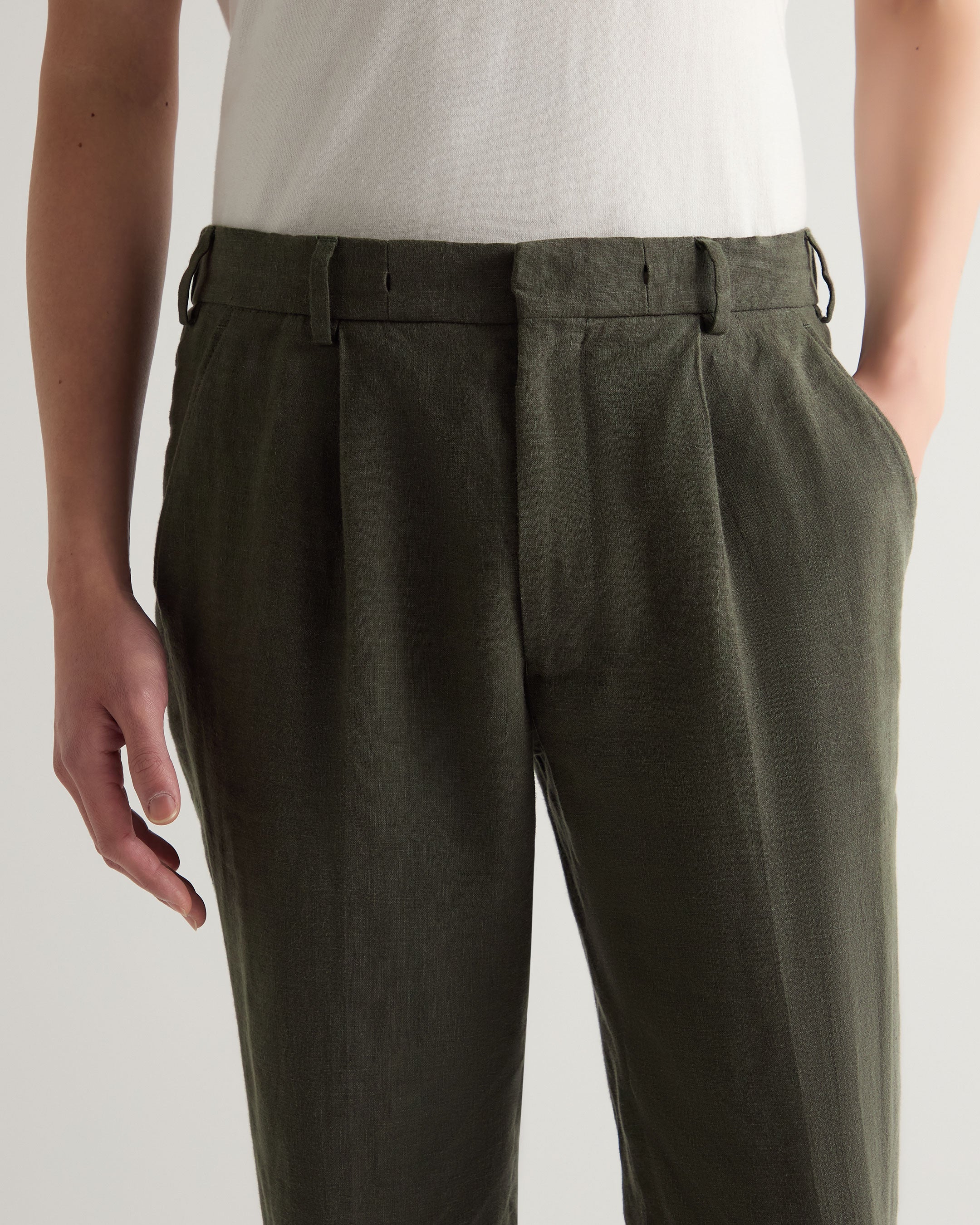 Men's Atrani Linen Pant Arabica Khaki Green - Image 6