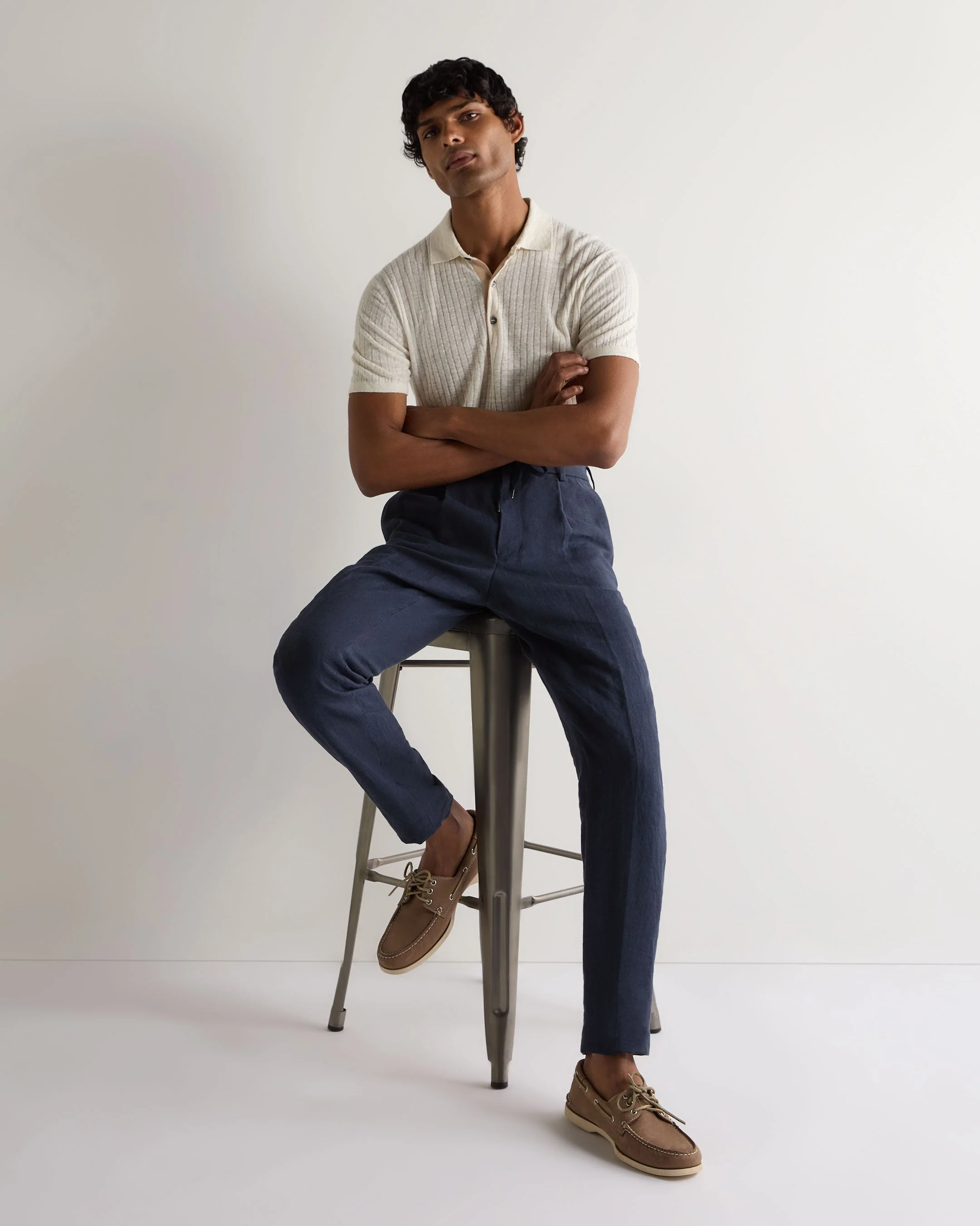 Men's Atrani Linen Trouser Navy Blue - Image 3