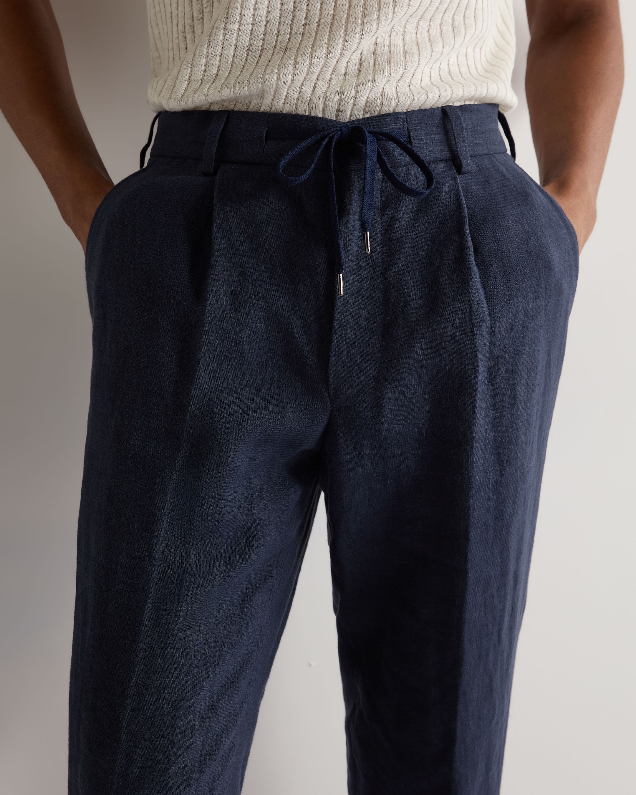 Men's Atrani Linen Trouser Navy Blue - Image 5