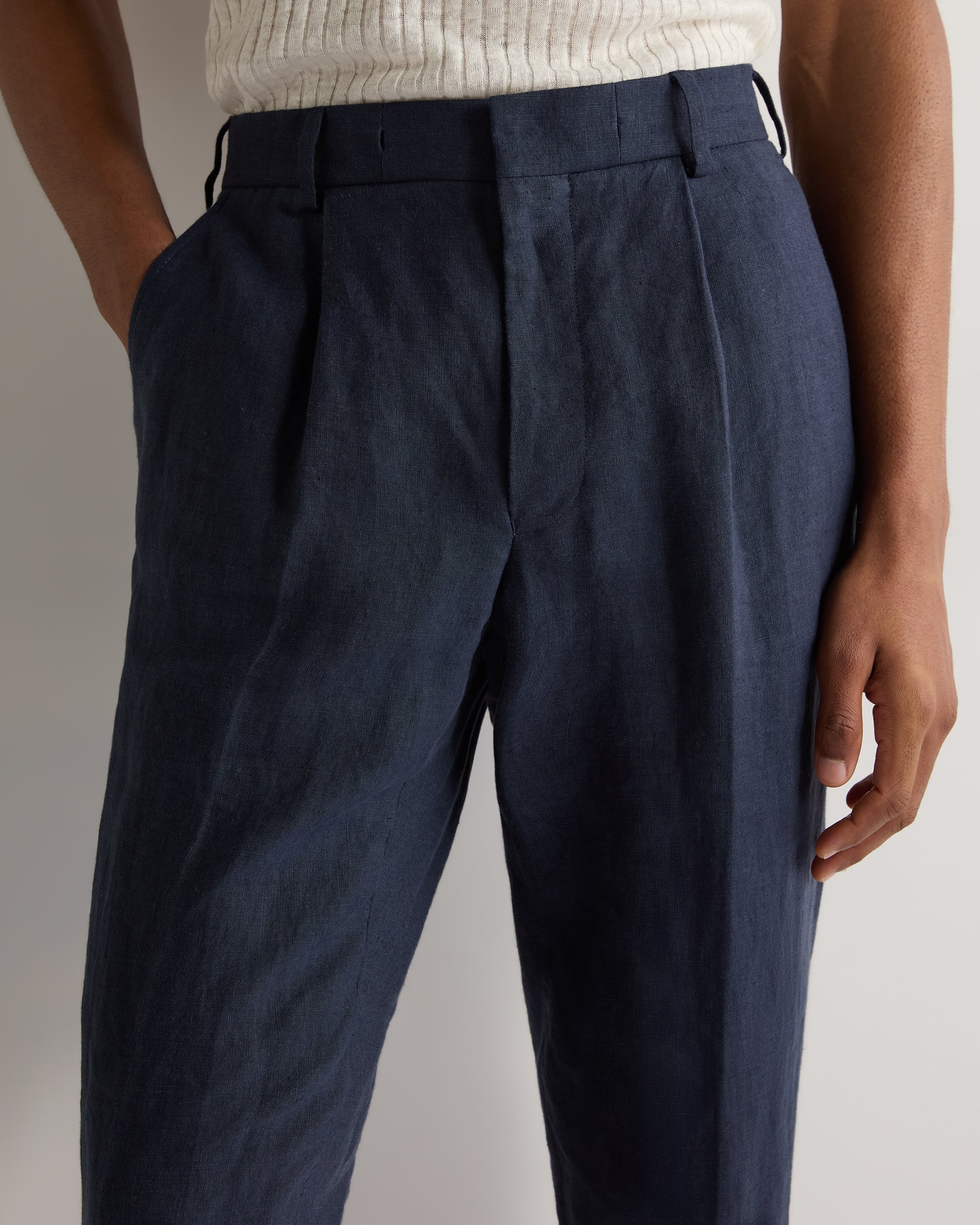 Men's Atrani Linen Trouser Navy Blue - Image 6
