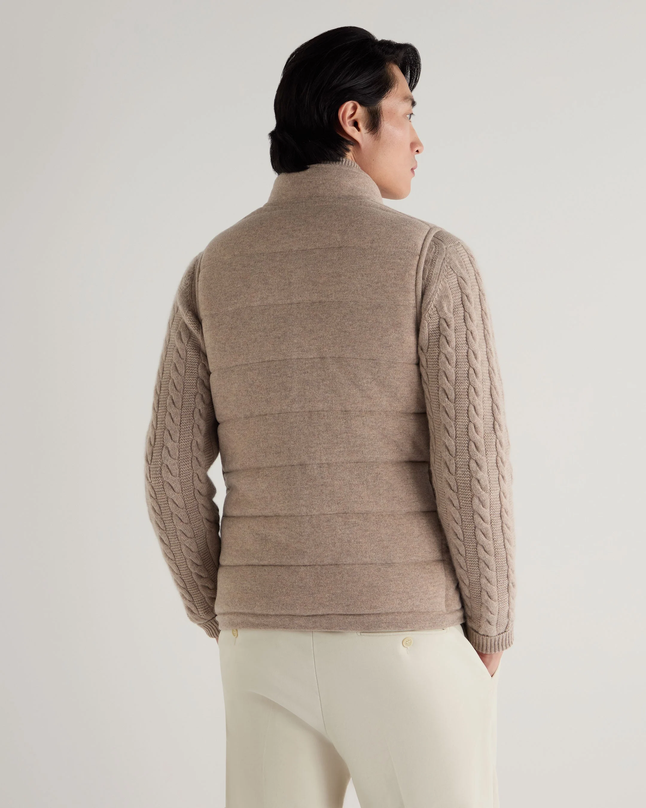 Men's Mall Reversible Cashmere Gilet Oatmeal Brown - Image 4