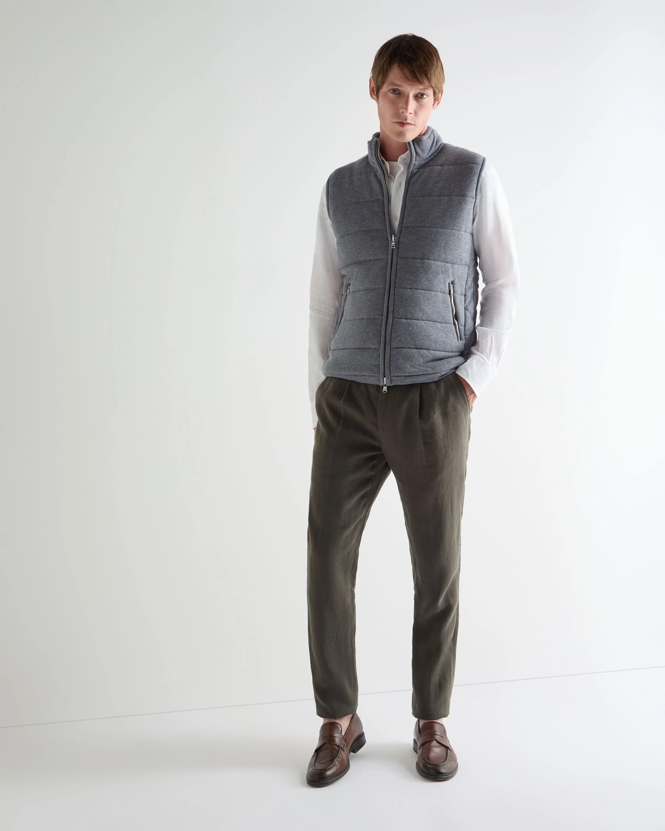 Men's Mall Reversible Cashmere Gilet Ash Grey - Image 3