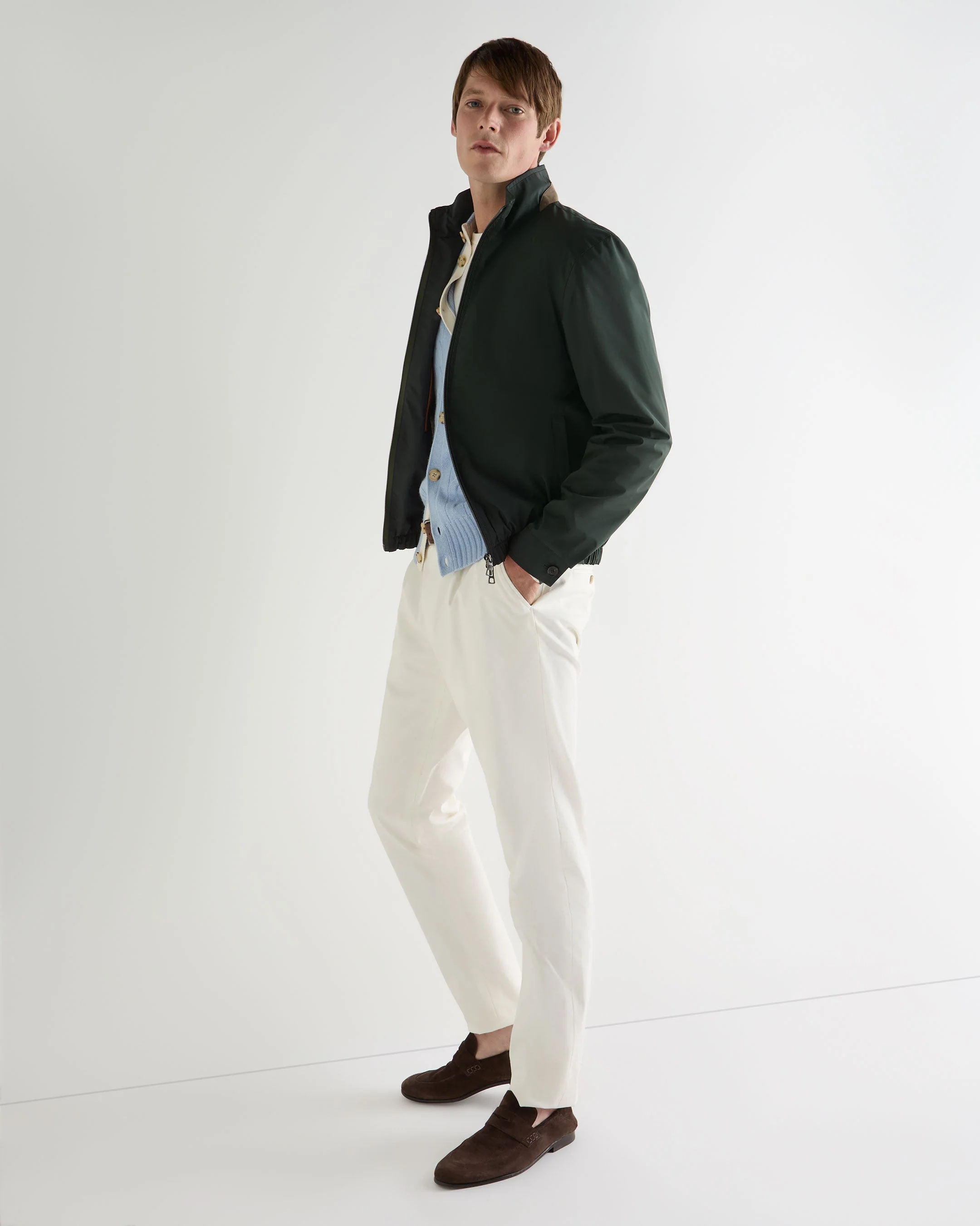Men's Microfibre Blouson Jacket Dark Green - Image 3
