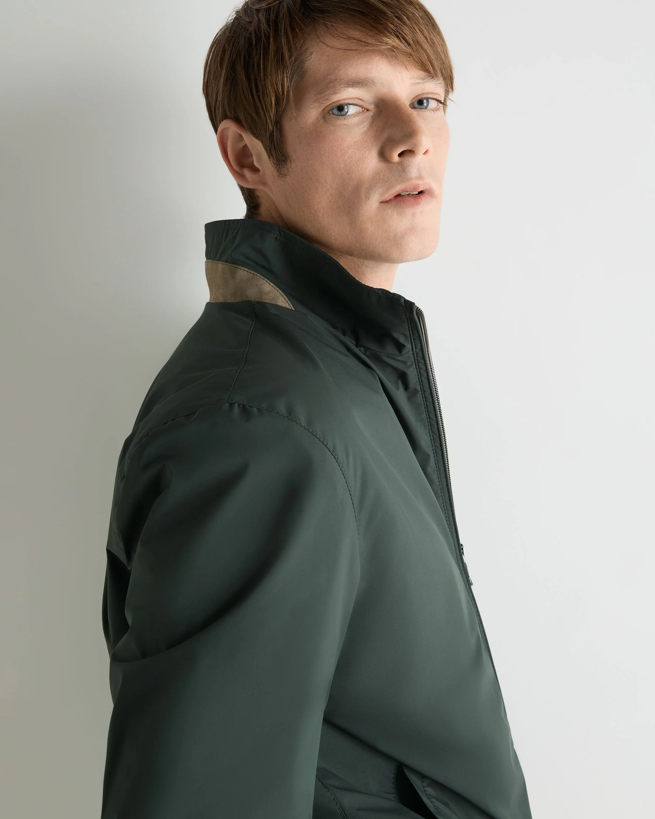 Men's Microfibre Blouson Jacket Dark Green - Image 5