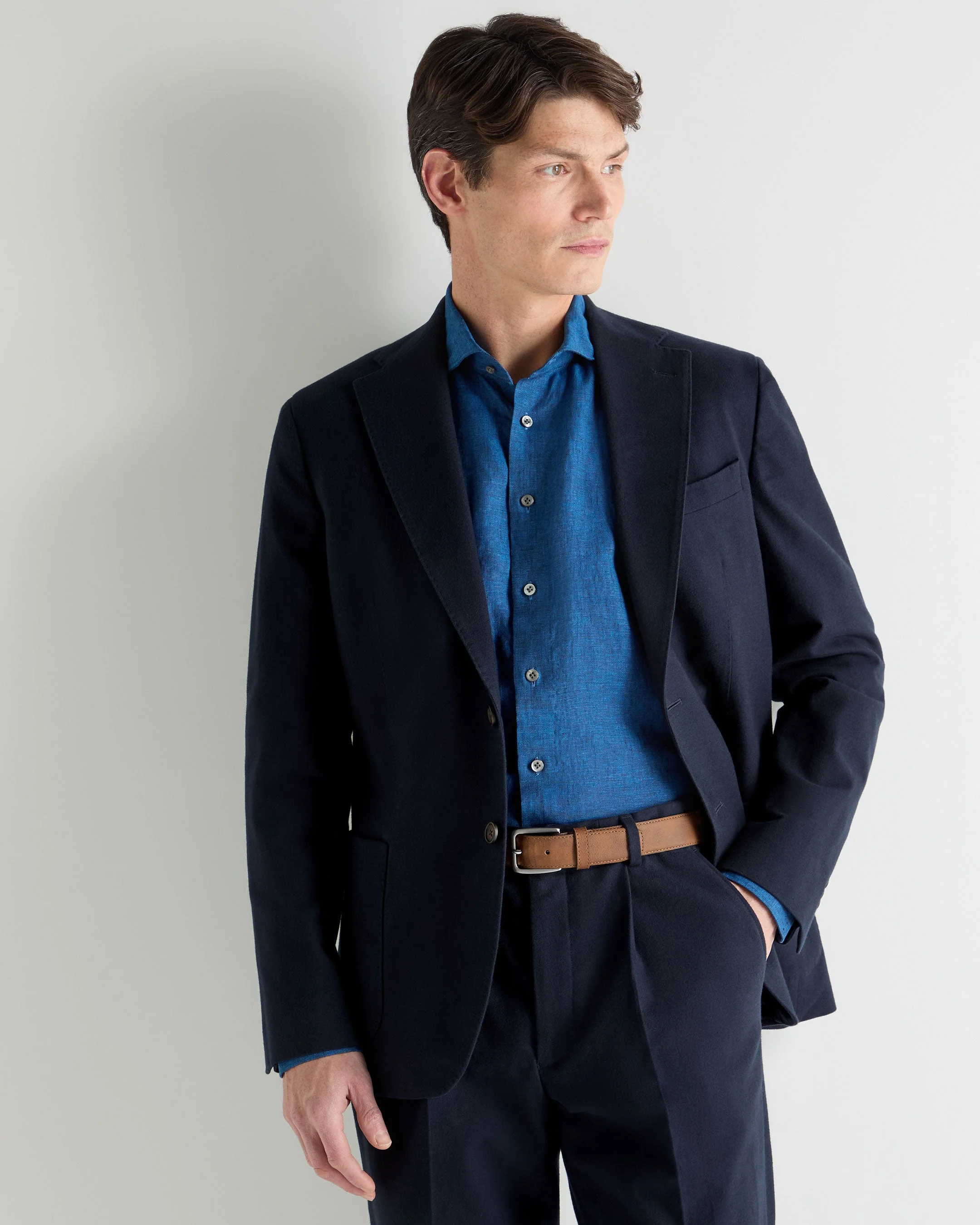 Men's Monaco Flannel Cotton Jacket Navy Blue