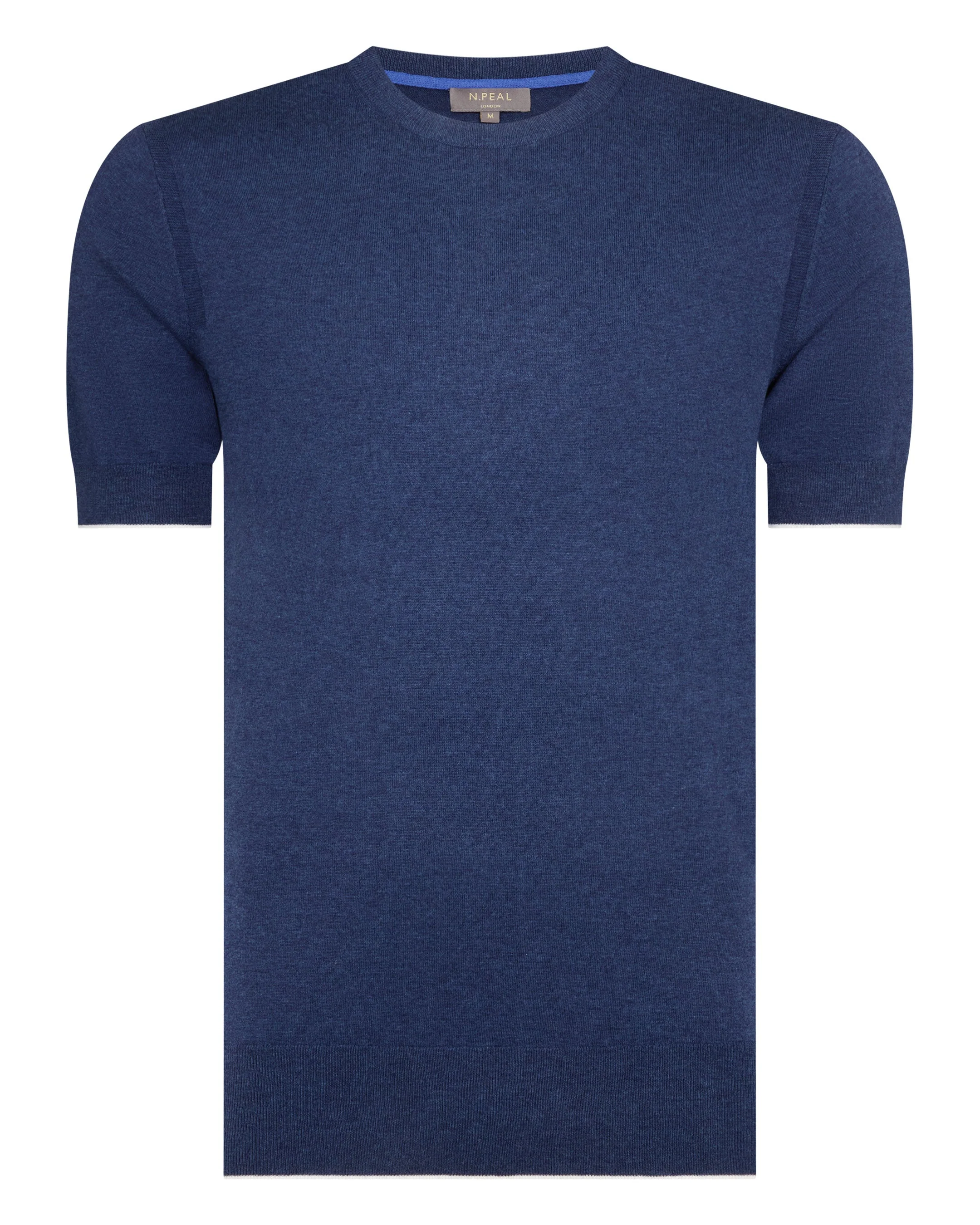 Men's Newquay Cotton Cashmere T-Shirt Dark Denim Blue - Image 2