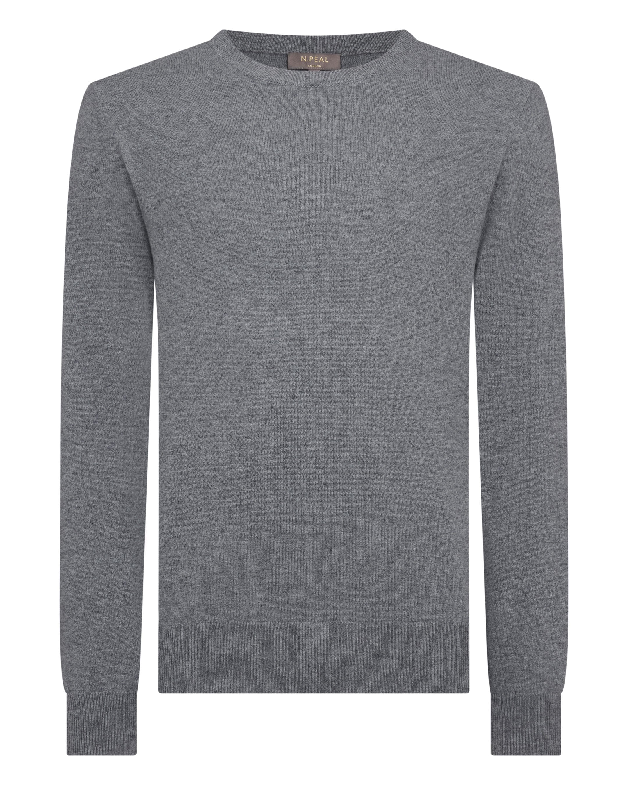 Men's Oxford Round Neck Cashmere Sweater Ash Grey - Image 2