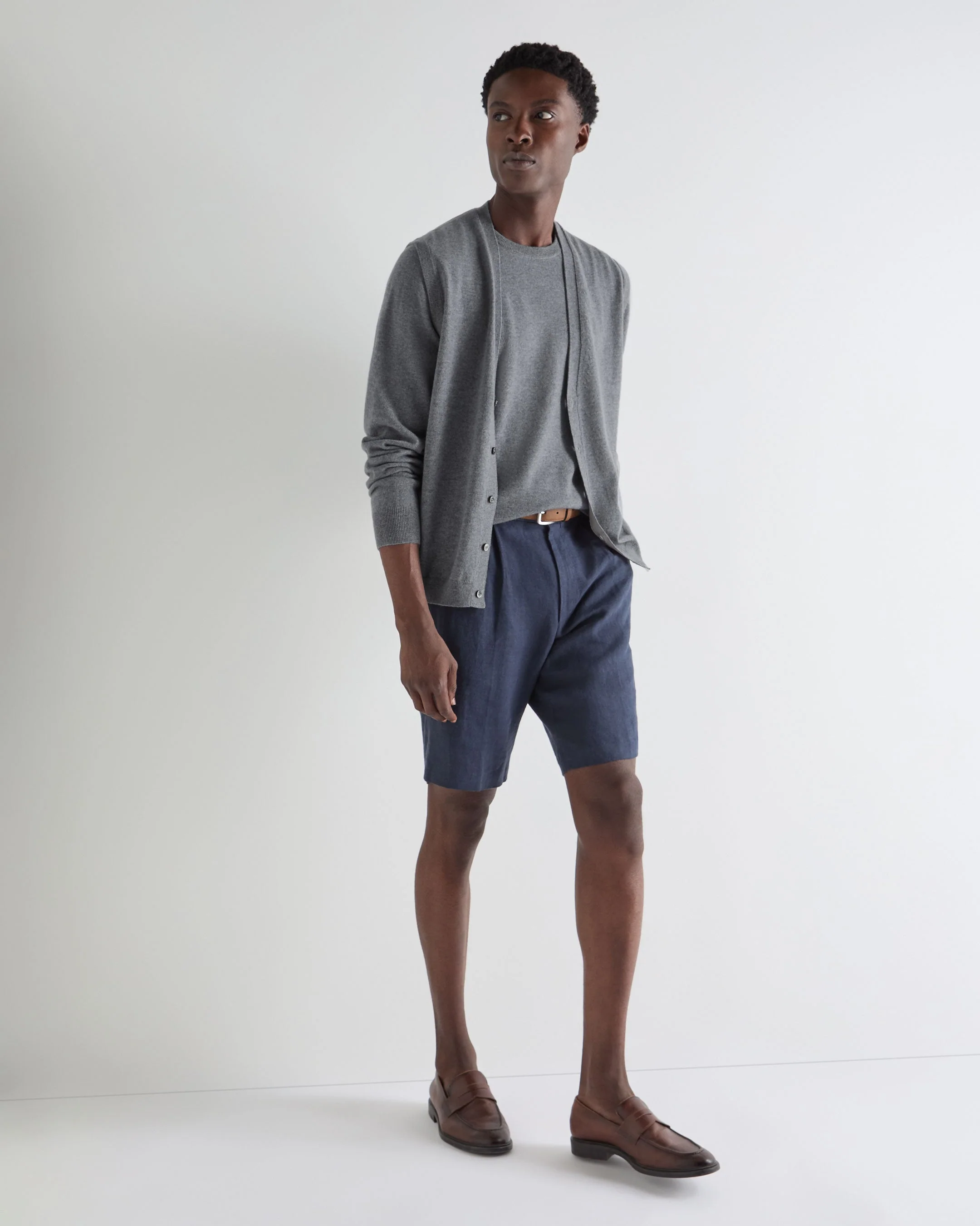 Men's Oxford Round Neck Cashmere Sweater Ash Grey - Image 3