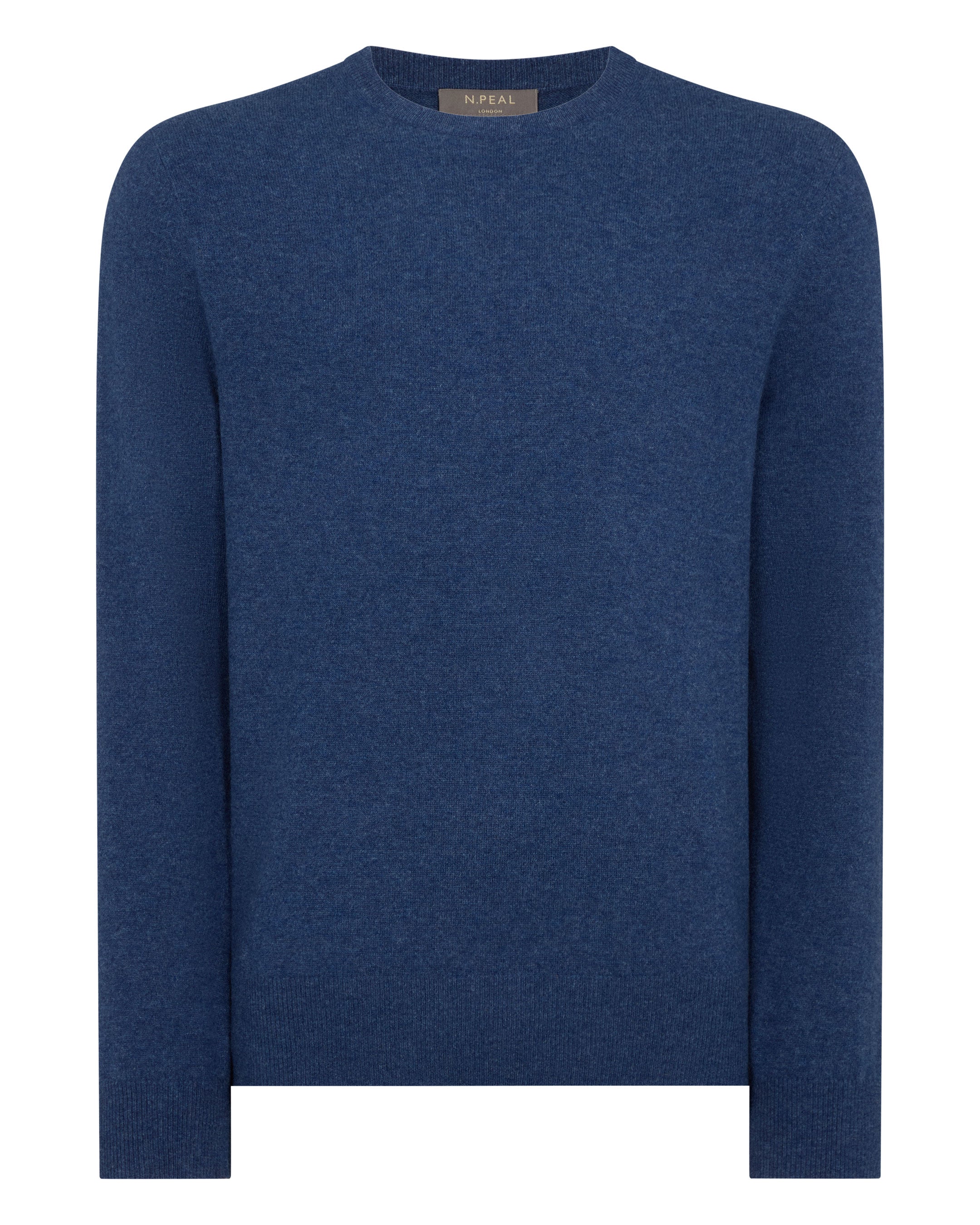 Men's Oxford Round Neck Cashmere Sweater Bright Denim Blue - Image 2