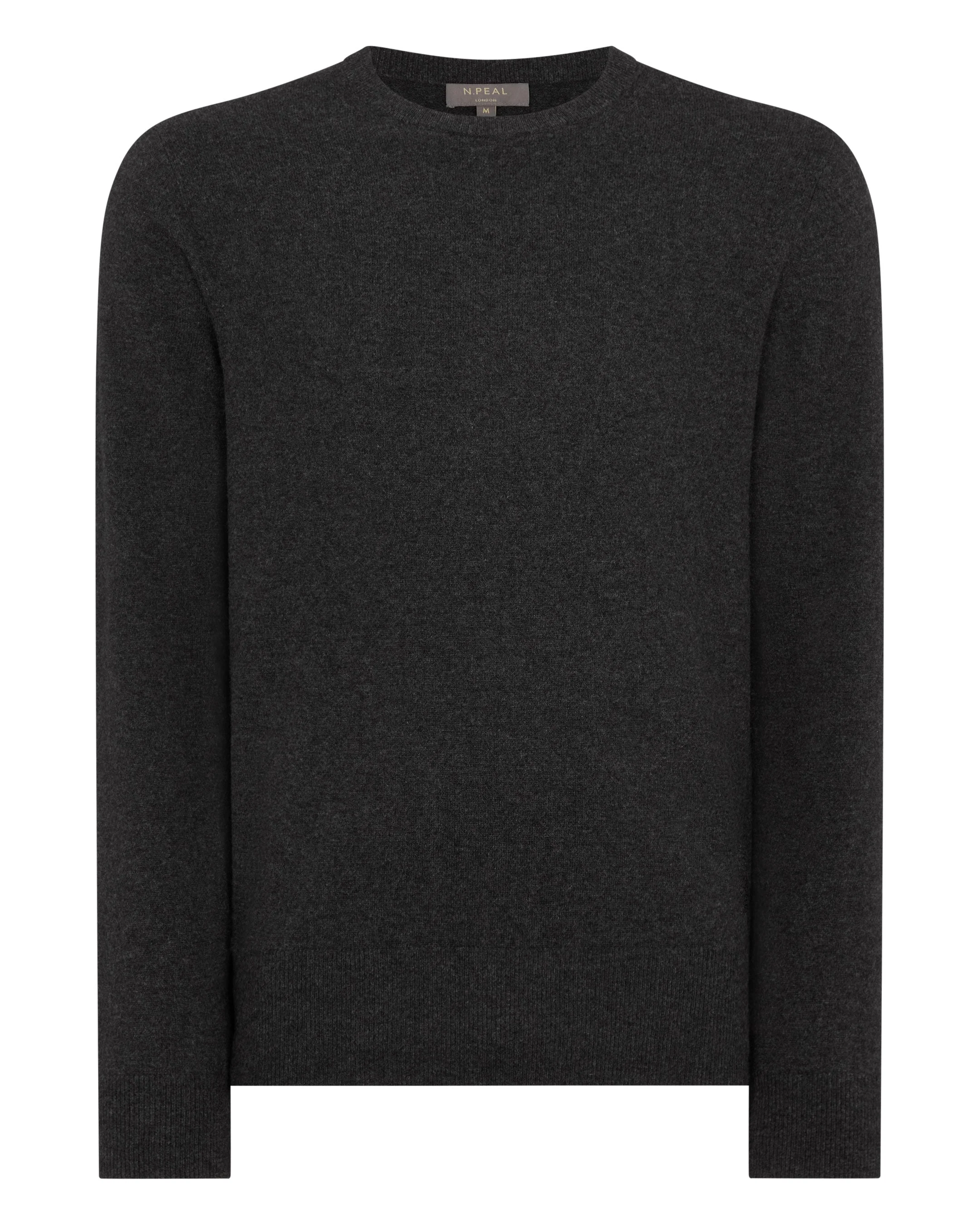 Men's Oxford Round Neck Cashmere Sweater Deep Charcoal Grey - Image 2