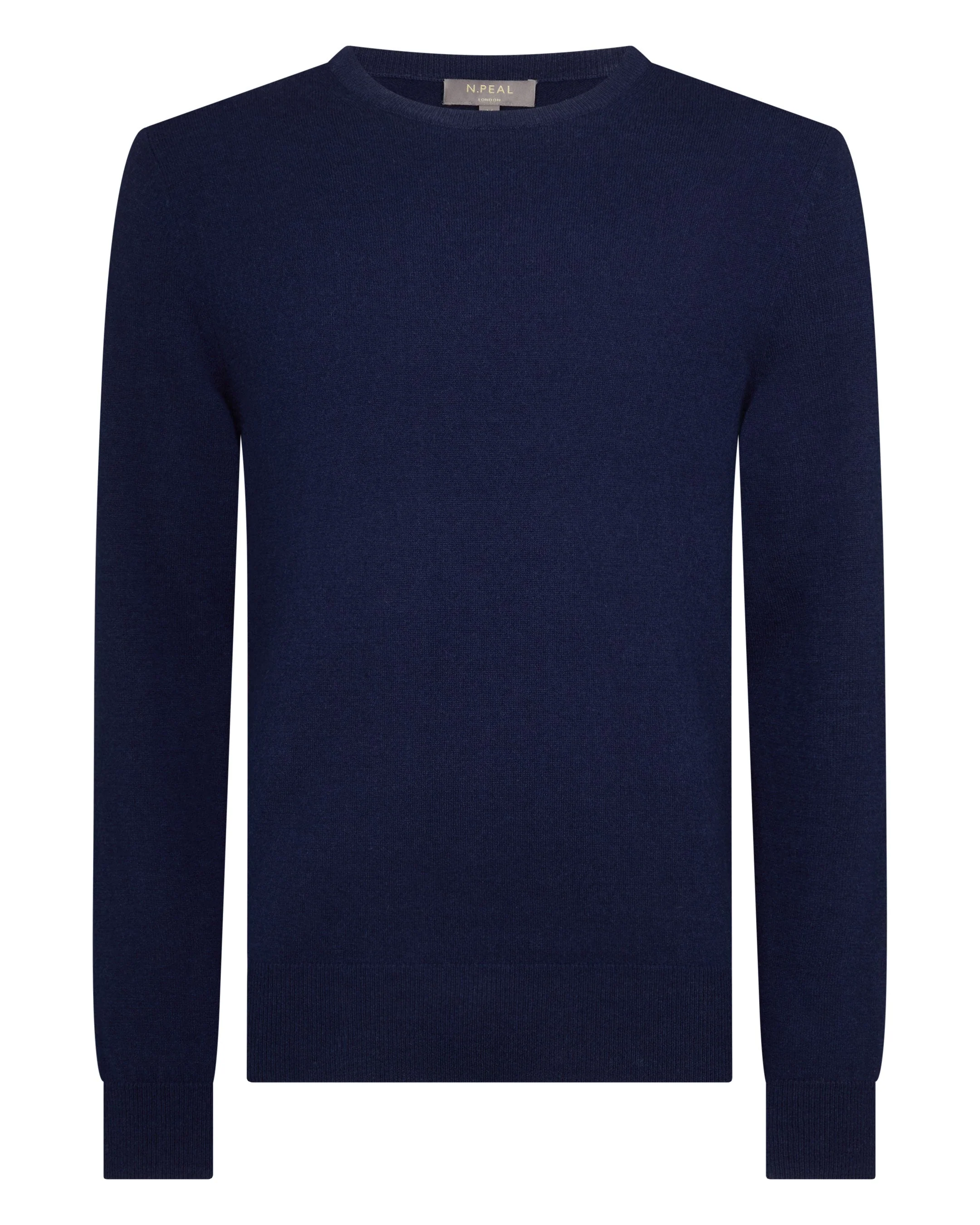 Men's Oxford Round Neck Cashmere Sweater Deep French Blue - Image 2