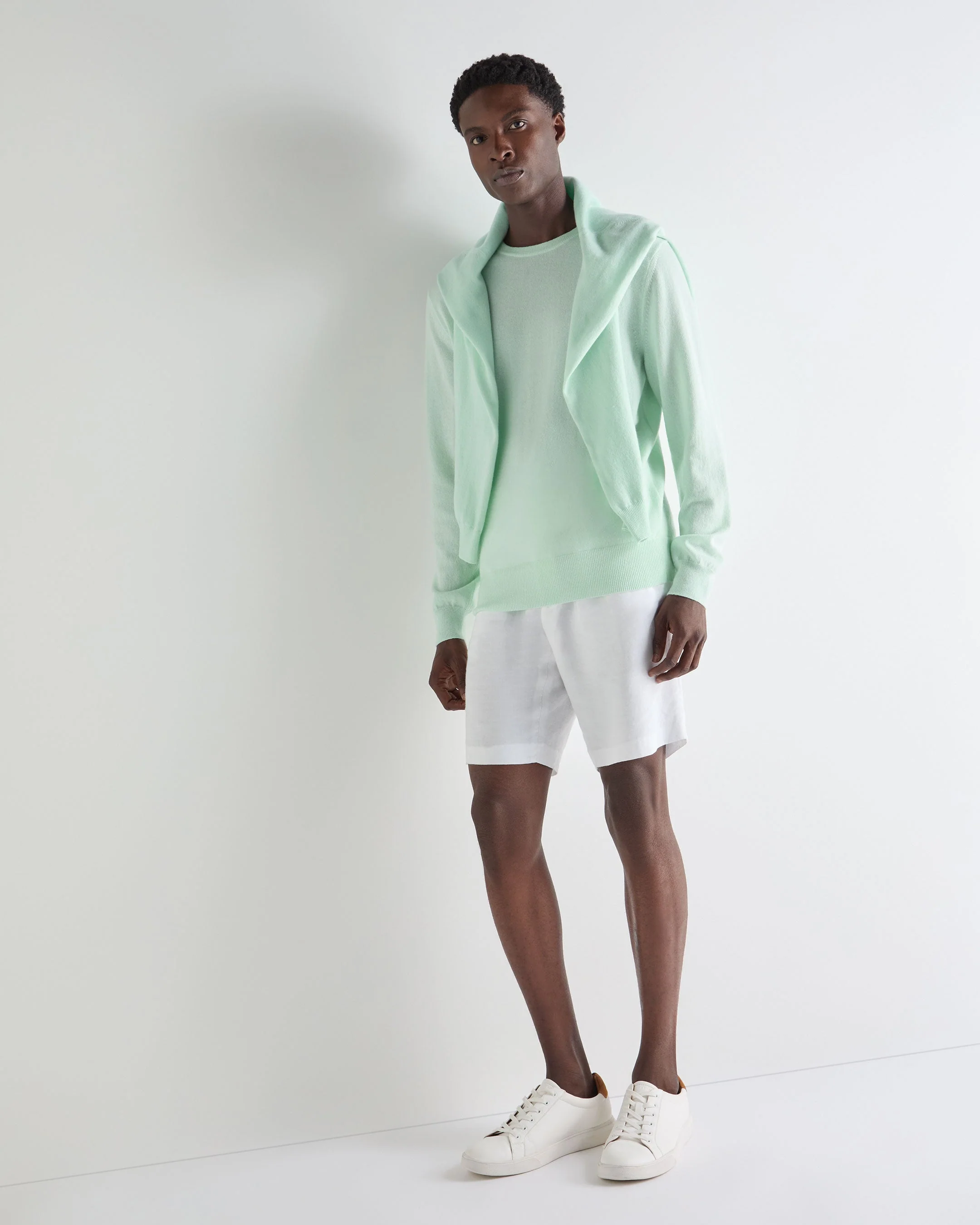 Men's Oxford Round Neck Cashmere Sweater Mint Green - Image 3
