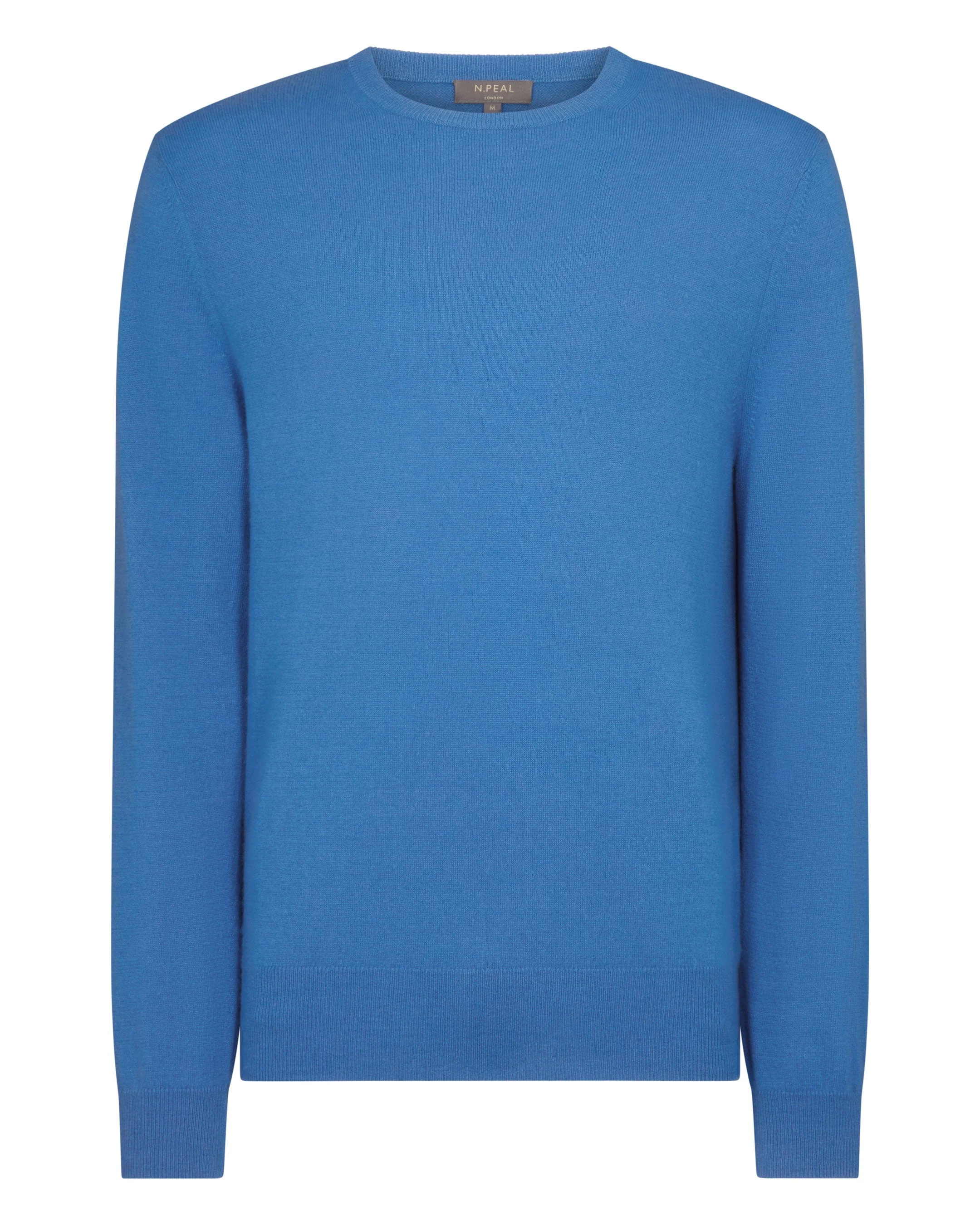 Men's Oxford Round Neck Cashmere Sweater Sunshine Blue - Image 2