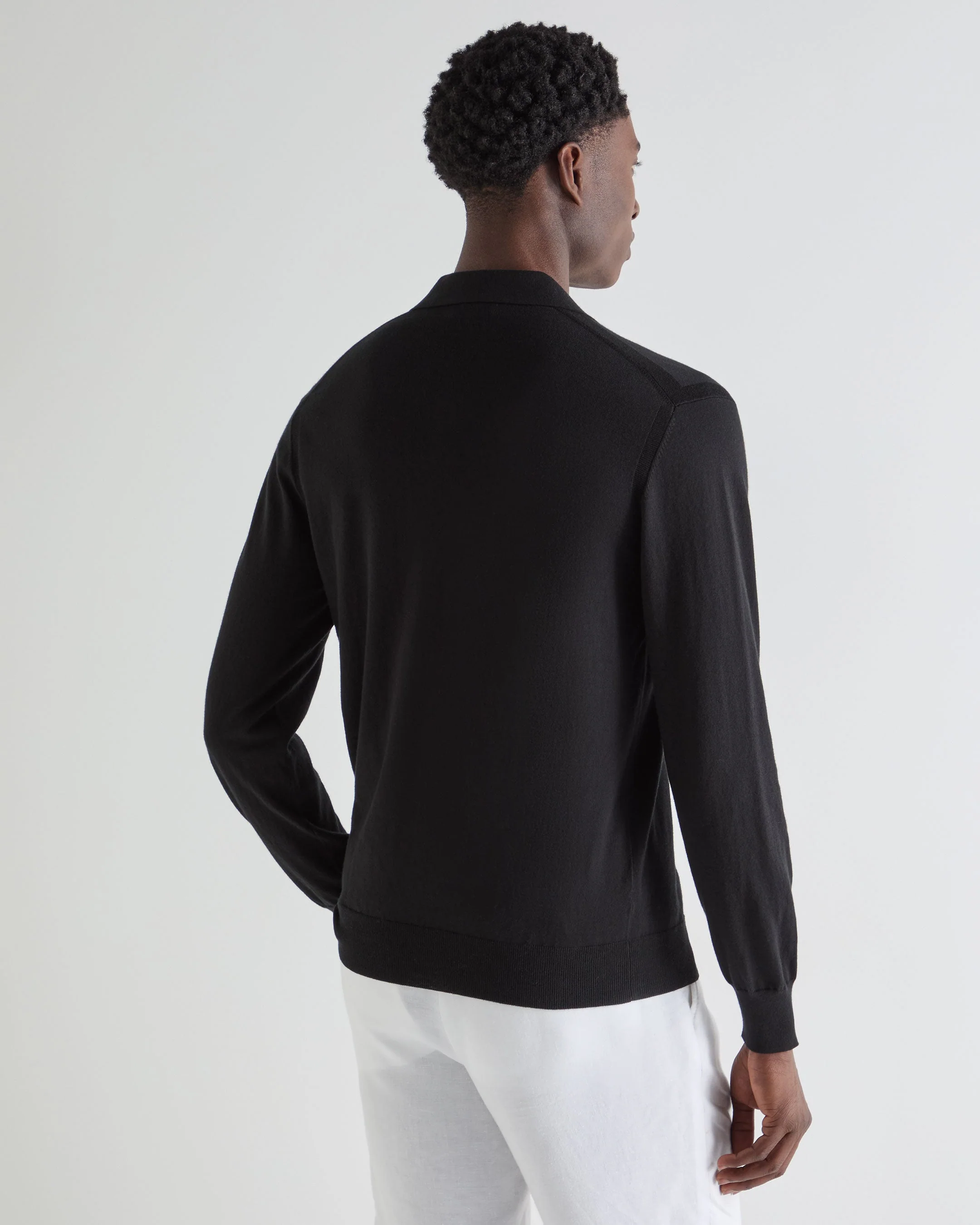 Men's Padstow Cotton Cashmere Polo Shirt Black - Image 4