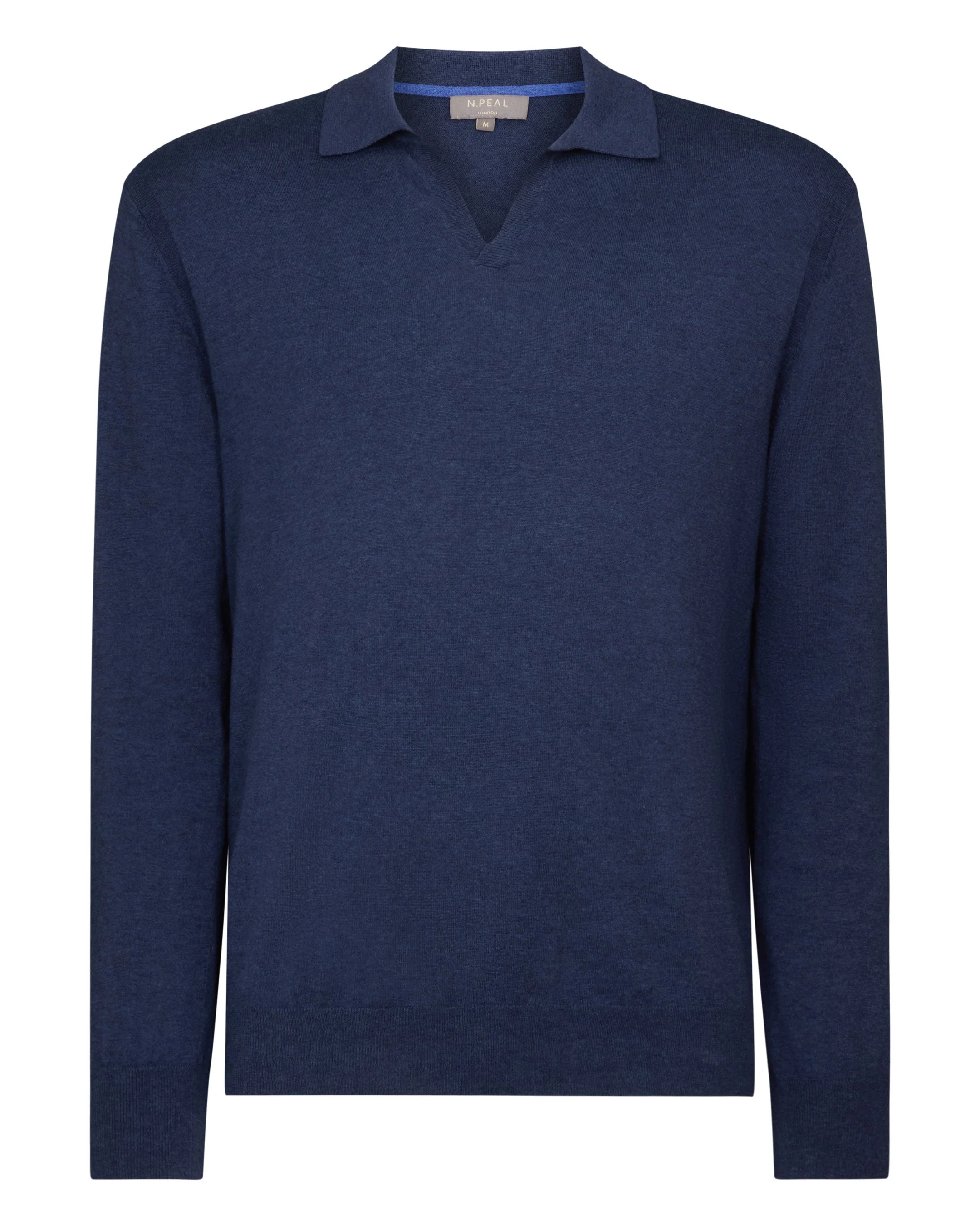 Men's Padstow Cotton Cashmere Polo Shirt Dark Denim Blue - Image 2
