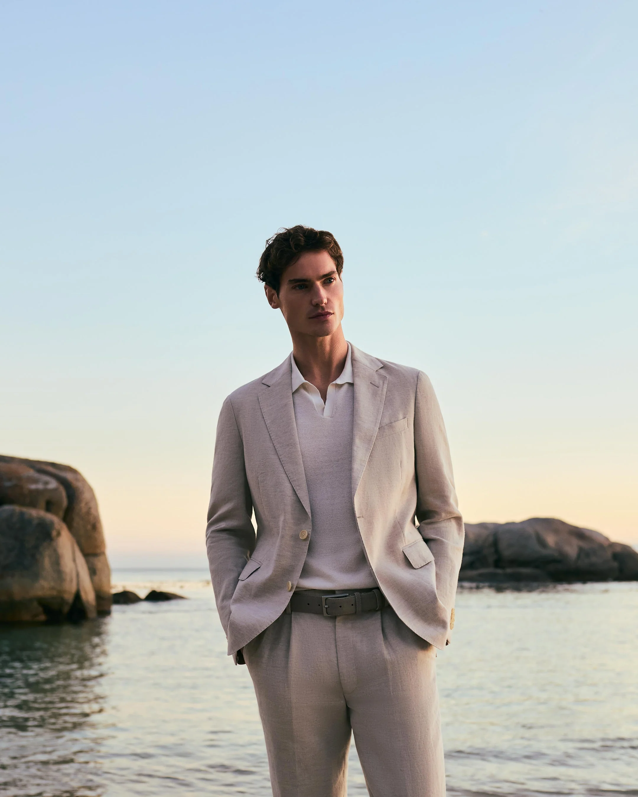 Men's Pique Linen Blend Polo White - Image 7