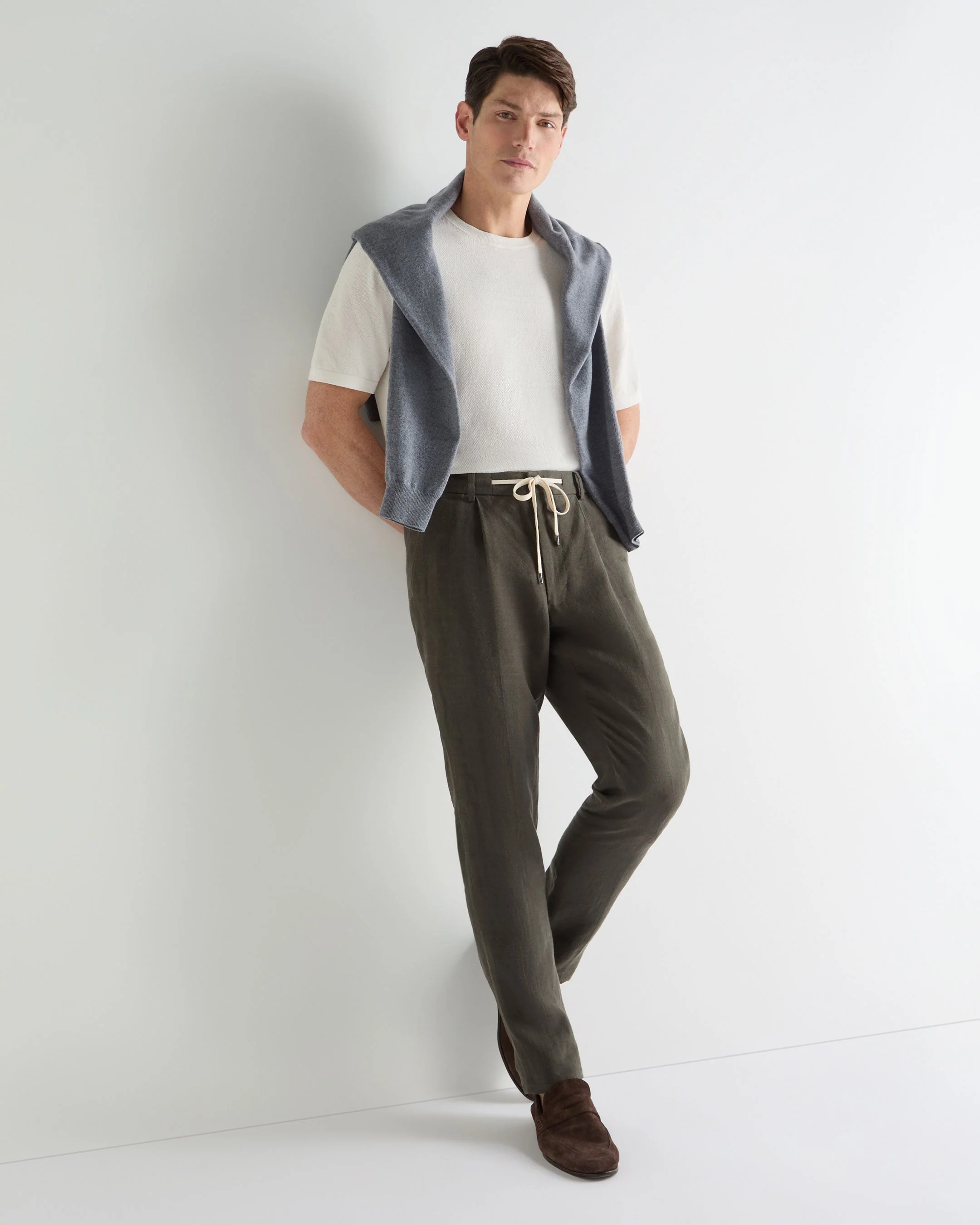 Men's Pique Linen Blend Tee White - Image 3