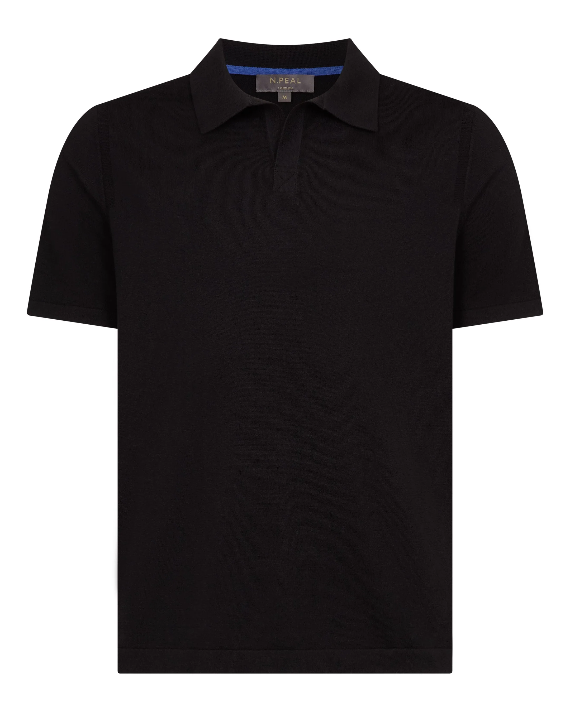 Men's Polo Cotton Cashmere T-Shirt Black - Image 2