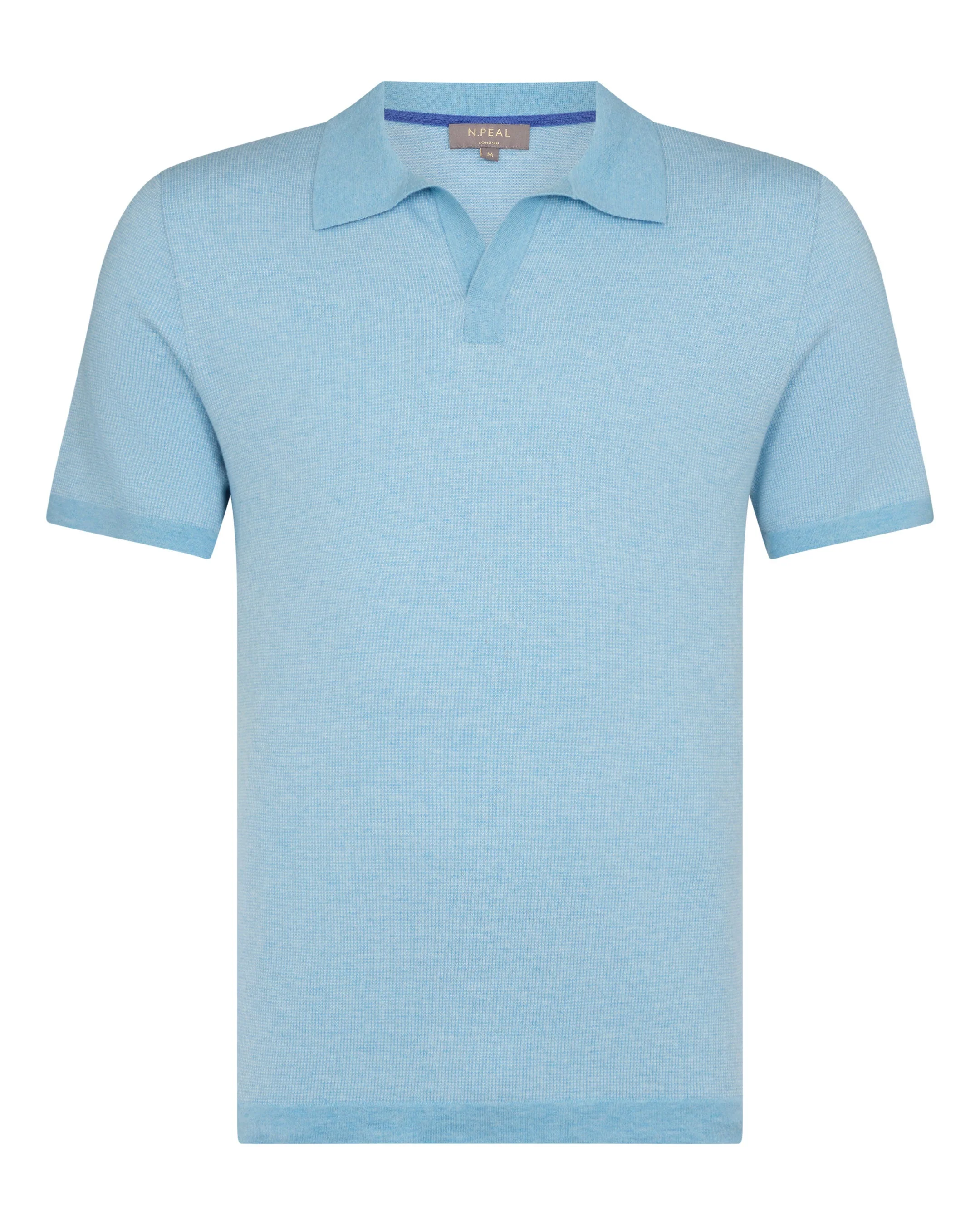 Men's Polo Cotton Cashmere T-Shirt Cornflower Blue - Image 2