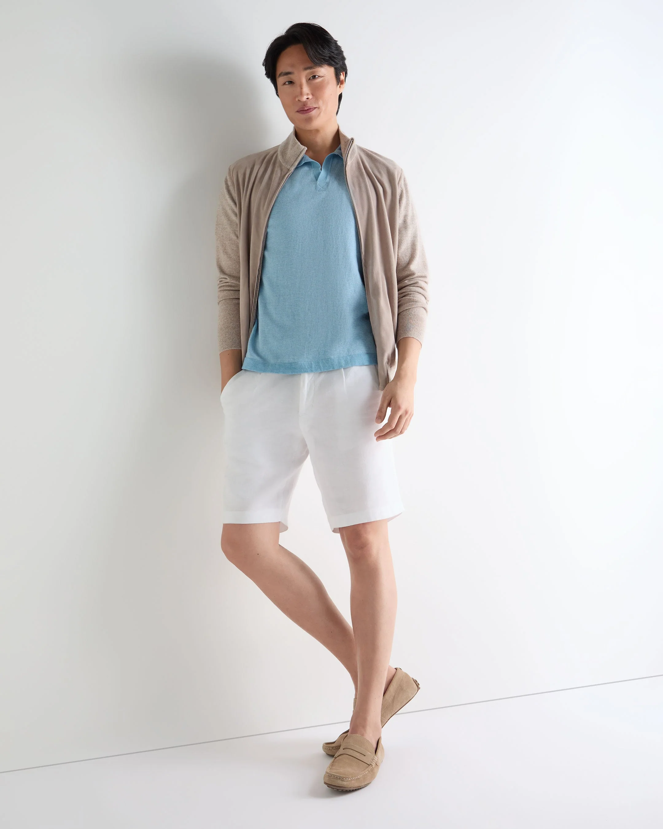 Men's Polo Cotton Cashmere T-Shirt Cornflower Blue - Image 3